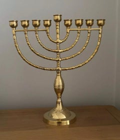 Vintage Kandelaber 9 Branch Menorah Jewish Judaica Goldene Kerzenhalter Messing
