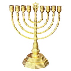 Vintage Kandelaber 9 Branch Menorah Jewish Judaica Goldene Kerzenhalter Messing