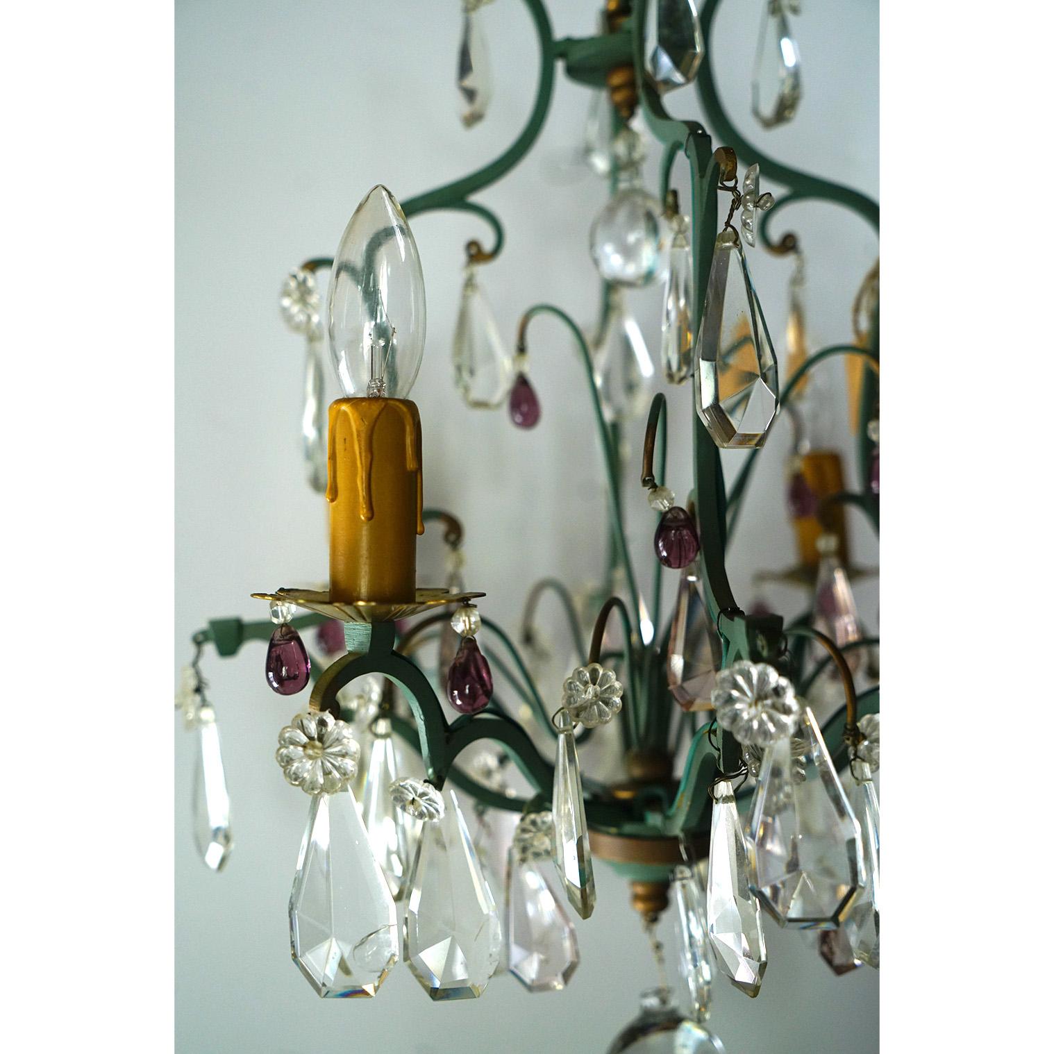 Vintage Candle Crystal Chandelier In Good Condition For Sale In San Francisco, CA