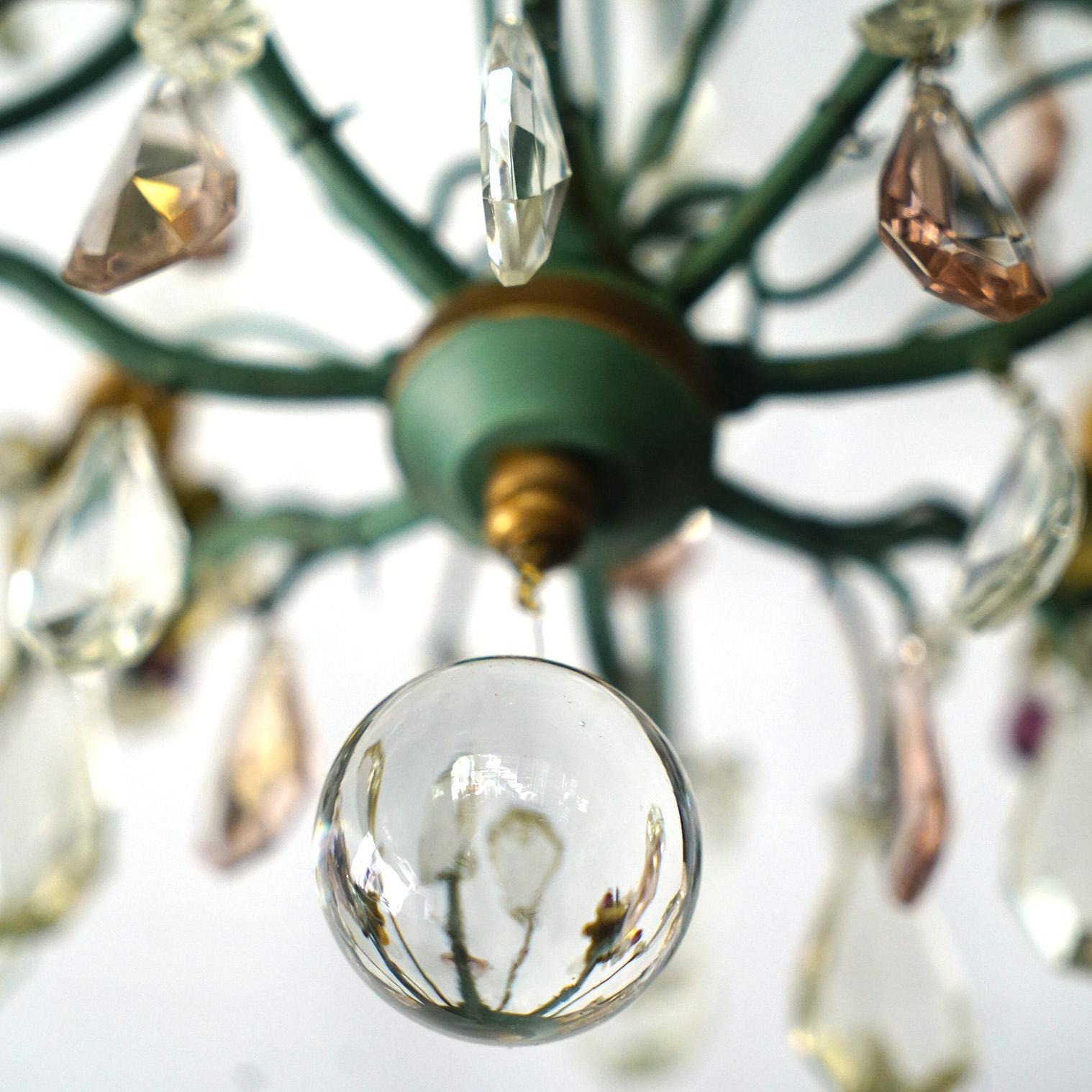 20th Century Vintage Candle Crystal Chandelier For Sale