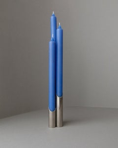 Portavelas Vintage Para 3 Velas Acero Inoxidable Diseño Brutalista Italia, Años 70