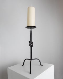 Vintage Candle Holder Hand-Forged Iron Brutalist Design Italy, 1970s