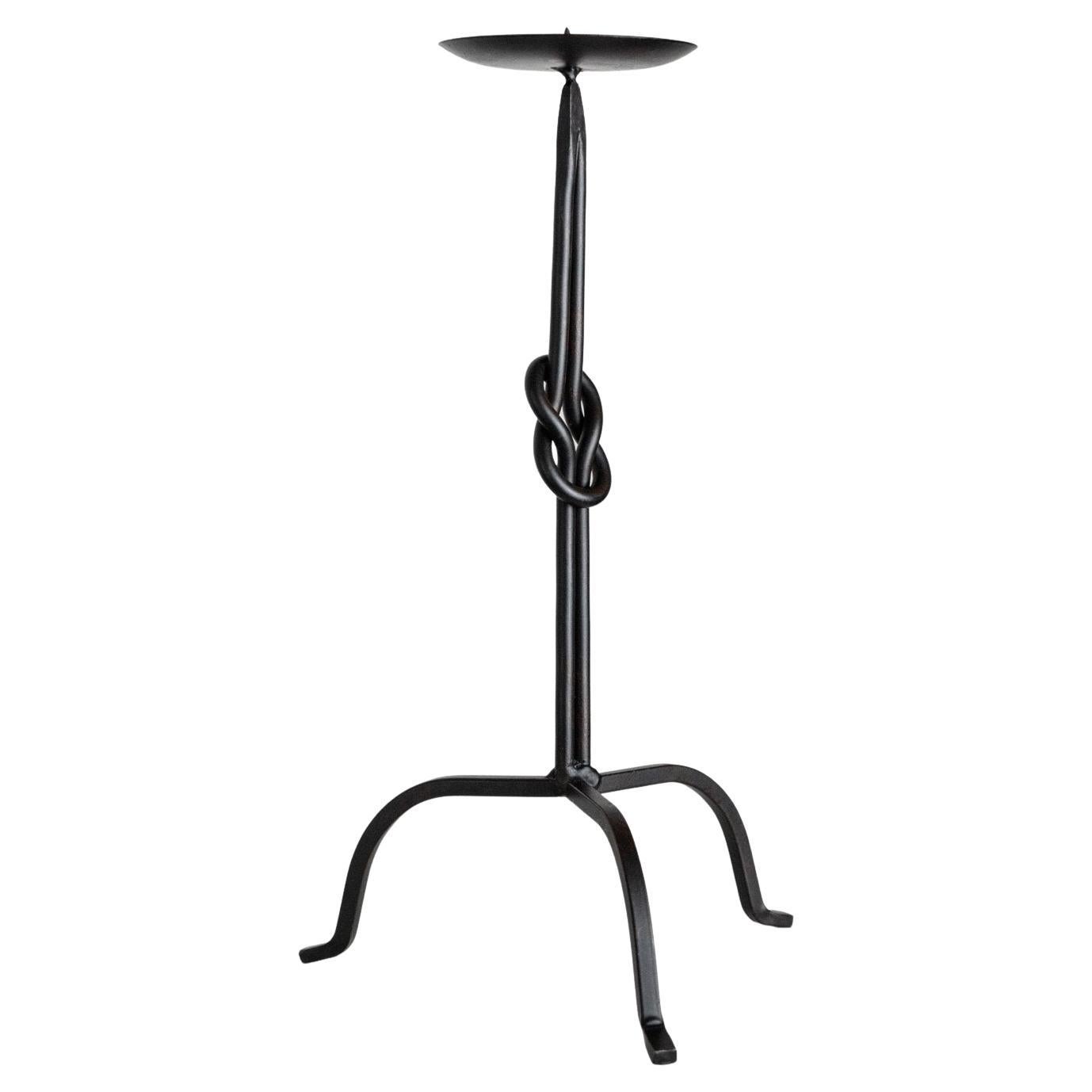 Vintage Candle Holder Hand-Forged Iron Brutalist Design Italy, 1970s