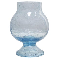 Vintage candle holder in blue blown glass by Biot glassworks