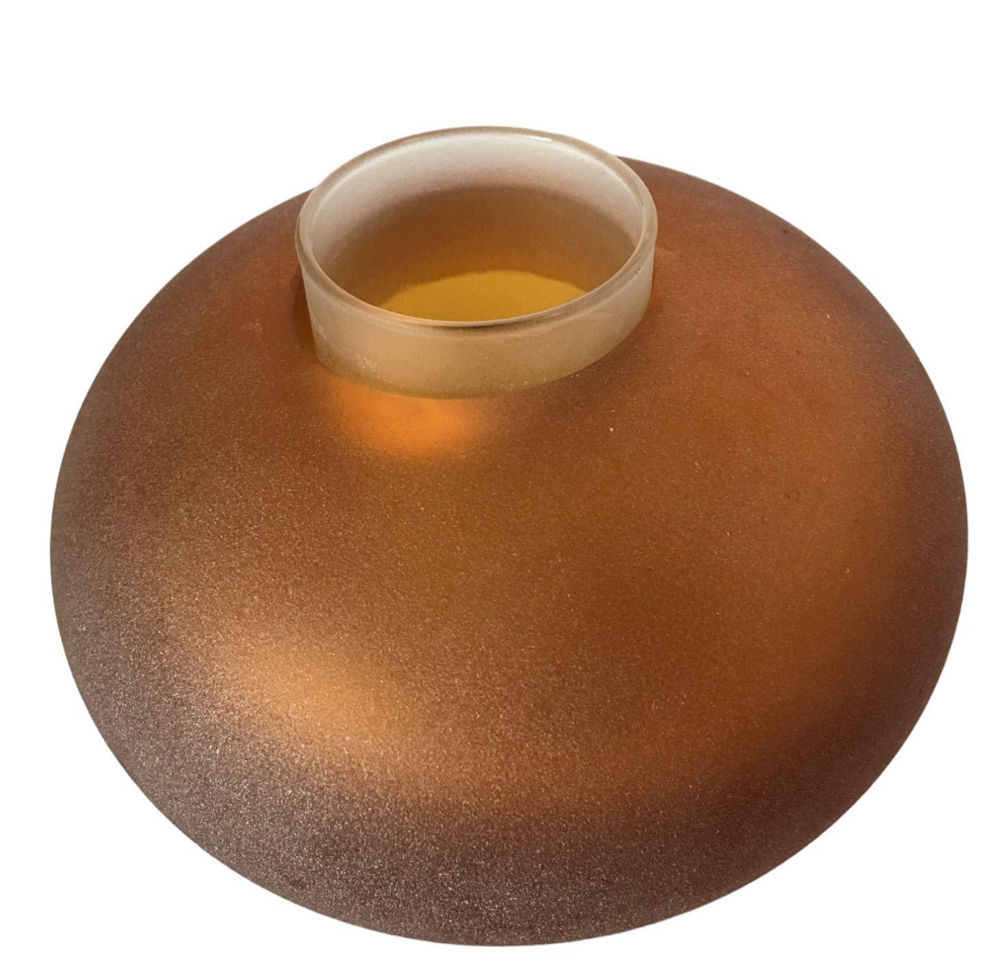 Mid-Century Modern Vintage Candle Holders Round Amber with removable Glass Set of 3 For Sale