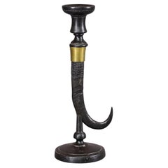 Vintage Candle Stick With Real Chamois Horn