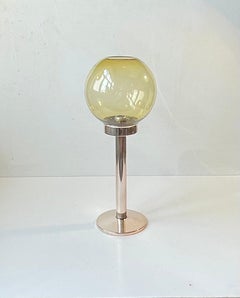 Vintage Candleholder in Green Glass and Silver Plate from Carl Cohr, 1970s