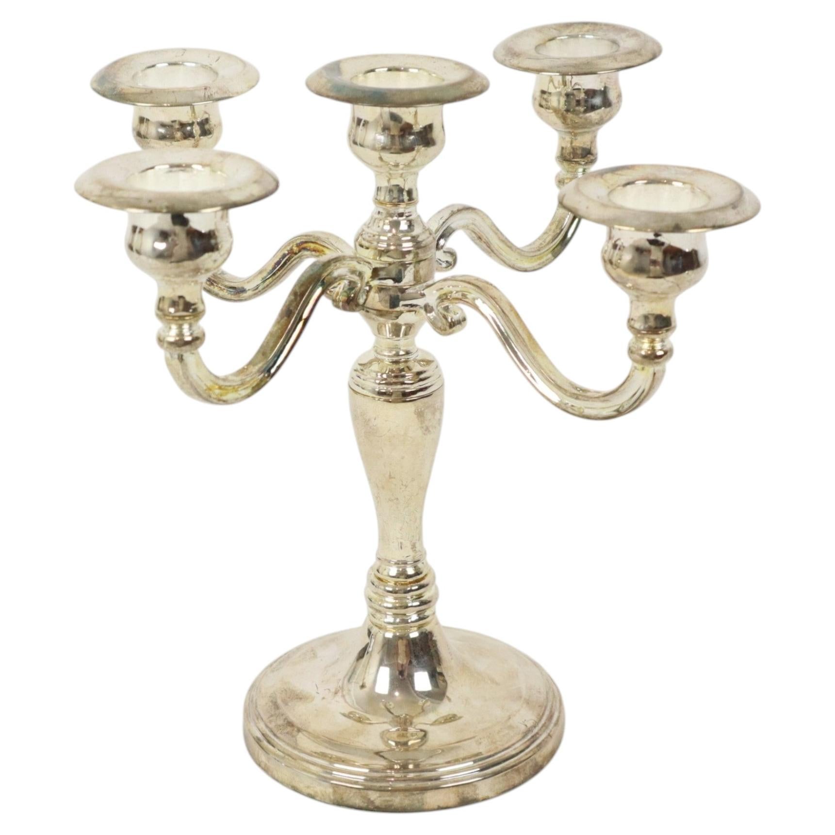 Vintage Candlestick Silver-Plated Metal Adjustable 20cm