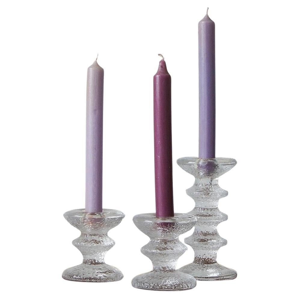 Candelieri vintage in vetro di Timo Sarpaneva per Iittala, anni 
60, set da 3