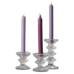 Candeleros vintage de cristal de Timo Sarpaneva para Iittala, años 60, lote de 3