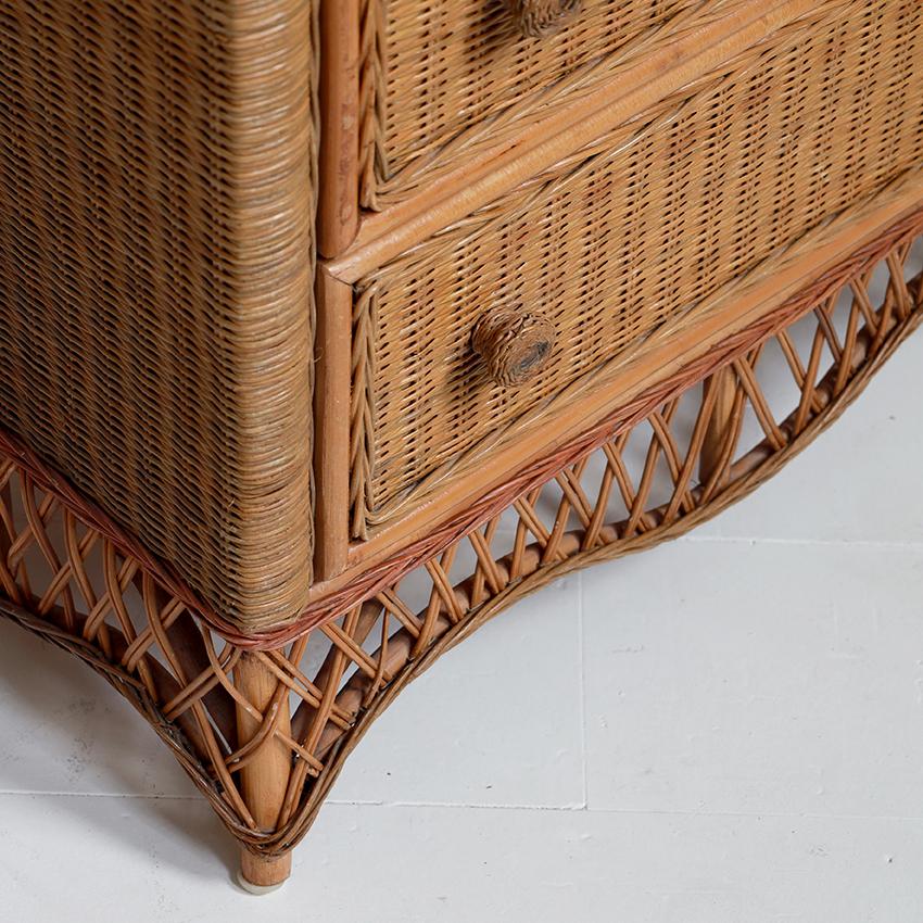 Vintage Cane and Bamboo Chest of Drawers For Sale 2