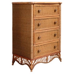 Vintage Cane and Bamboo Chest of Drawers