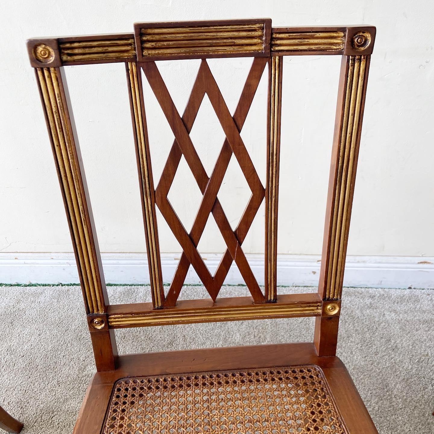 Art Deco Vintage Cane and Wood Dining Chairs for Bloomingdale’s, 8 Chairs