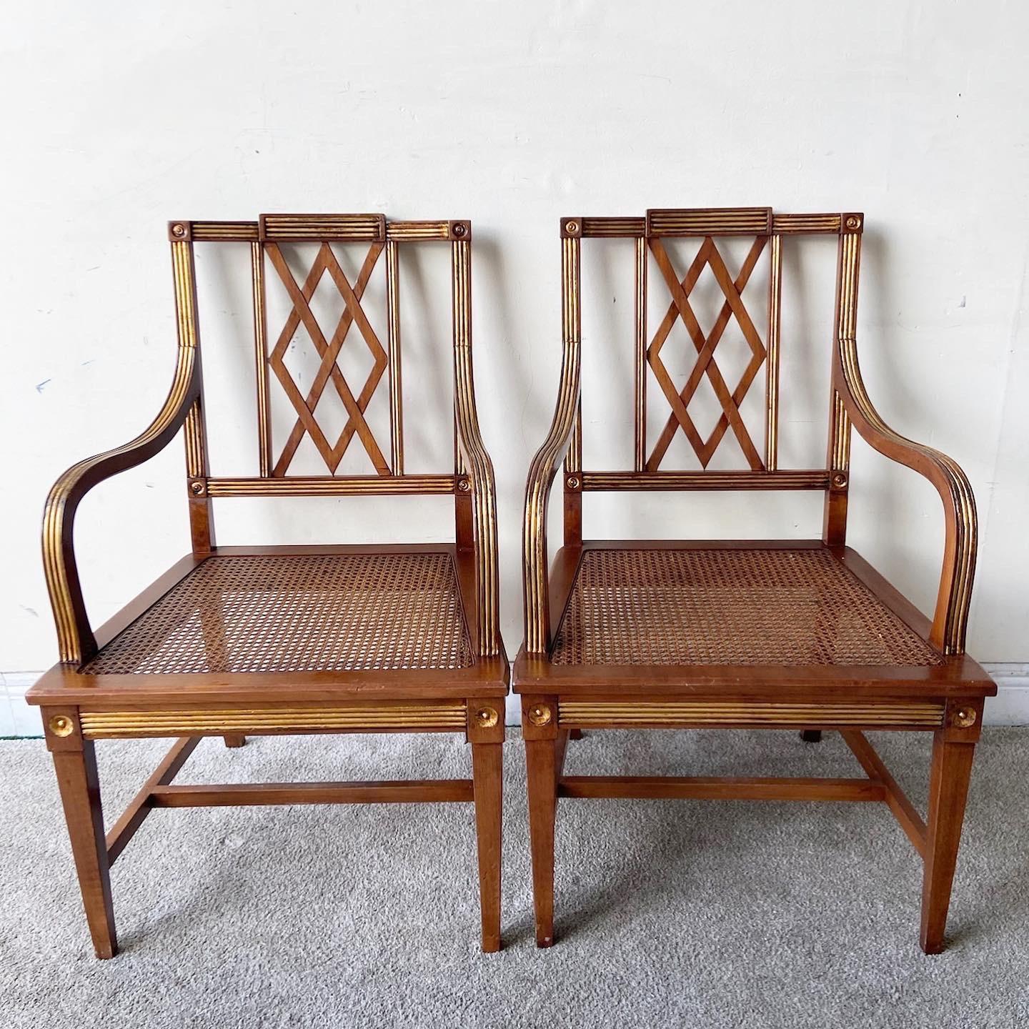 Late 20th Century Vintage Cane and Wood Dining Chairs for Bloomingdale’s, 8 Chairs