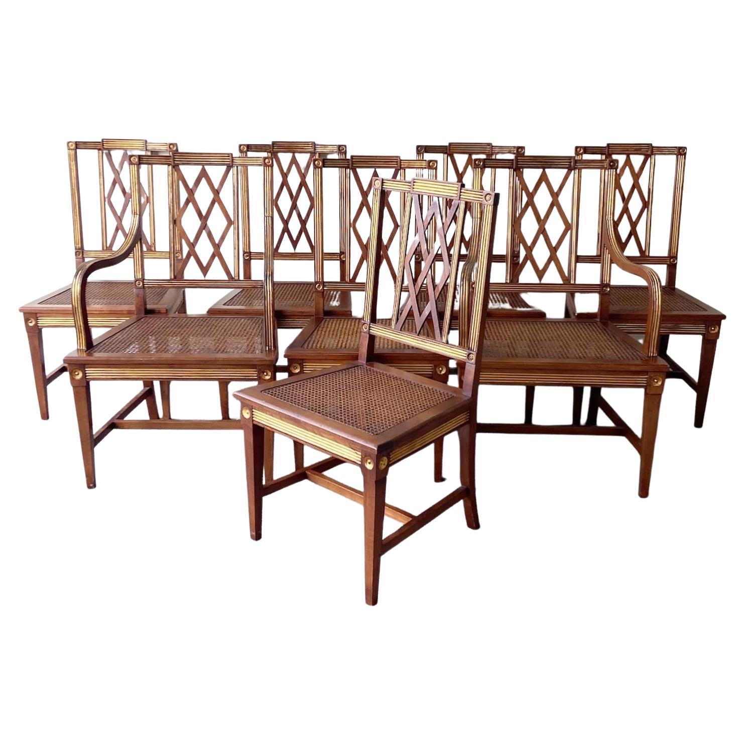 Vintage Cane and Wood Dining Chairs for Bloomingdale s 8 Chairs