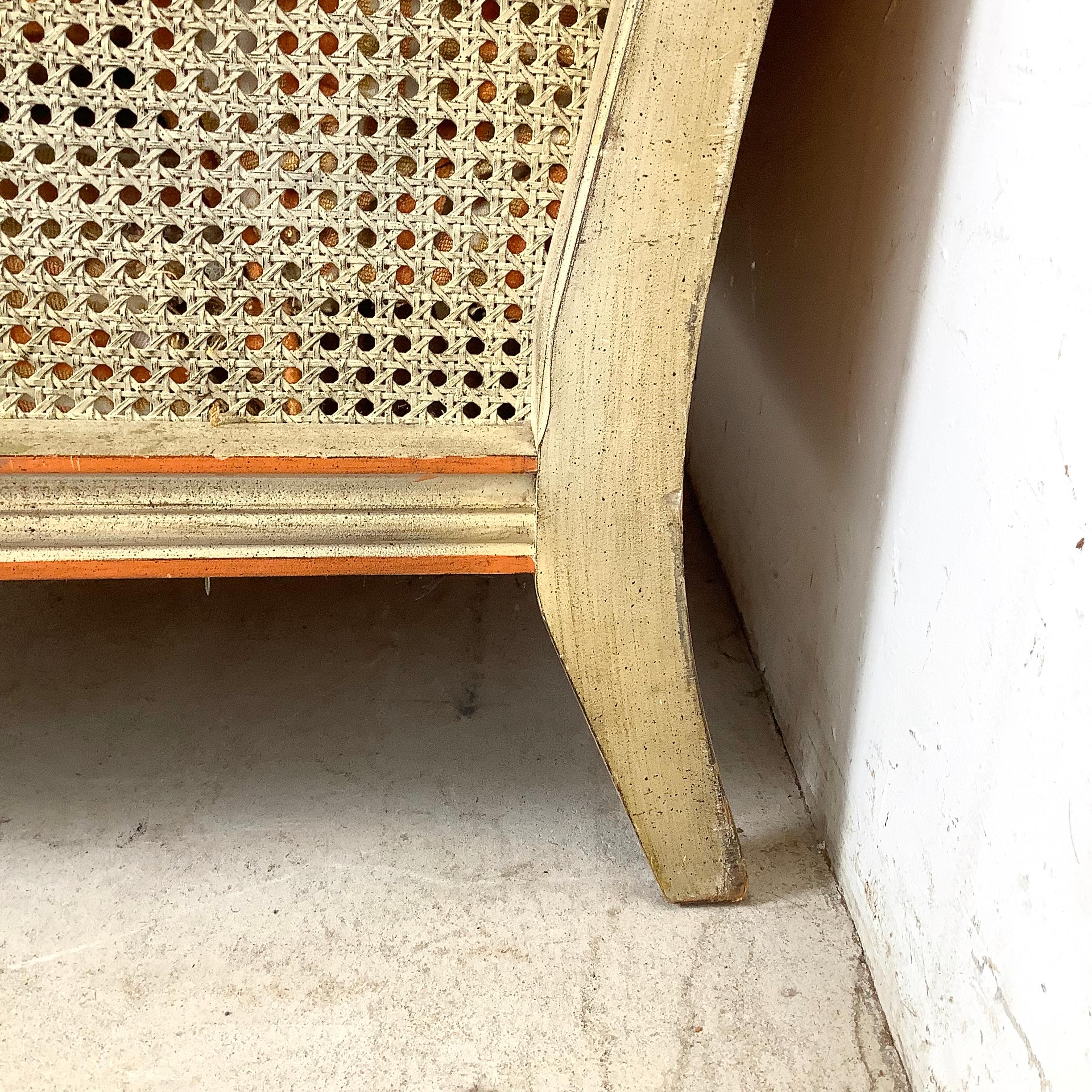 Vintage Cane-Arm Louis XVI Style Settee With Carved Frame im Angebot 9