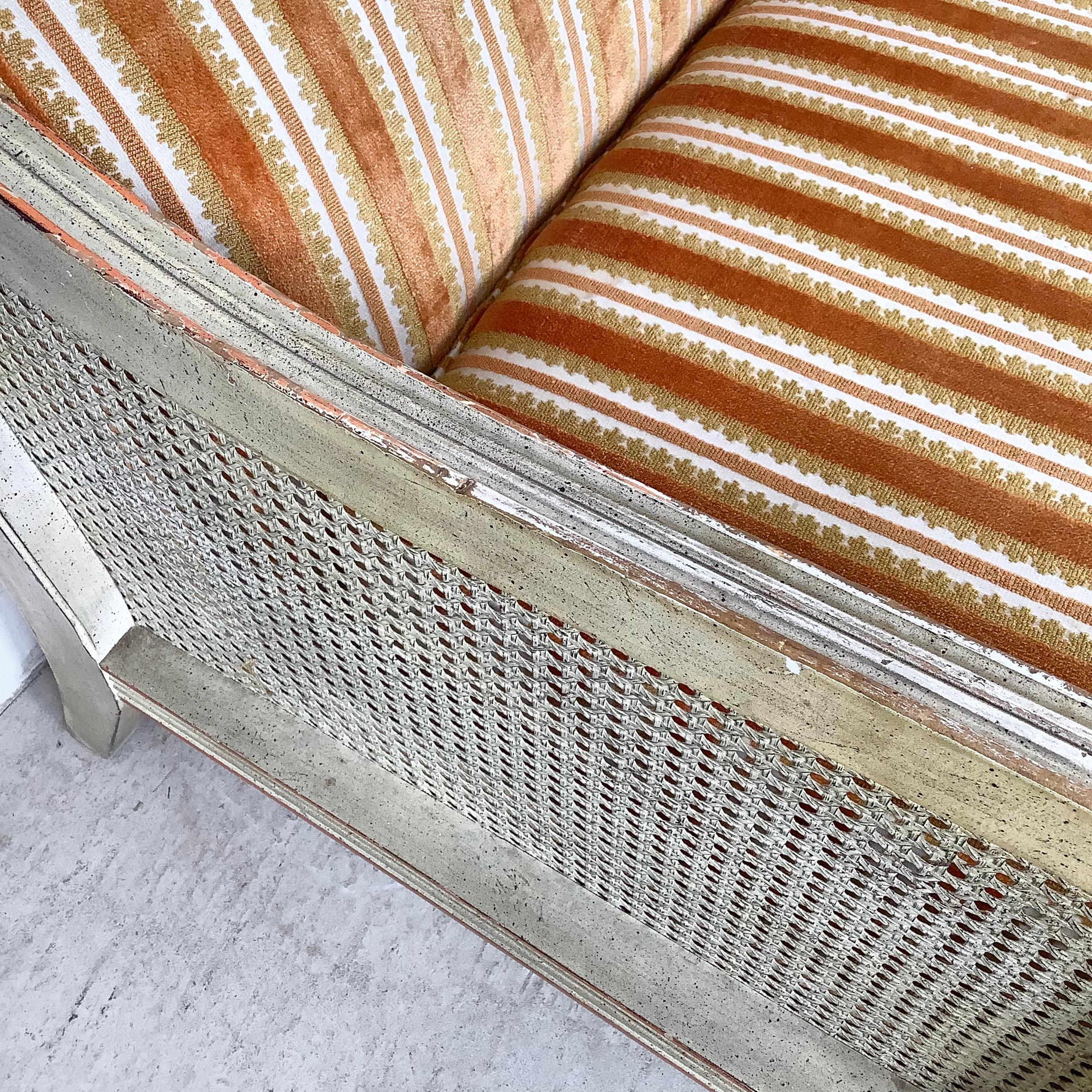 Vintage Cane-Arm Louis XVI Style Settee With Carved Frame im Angebot 10