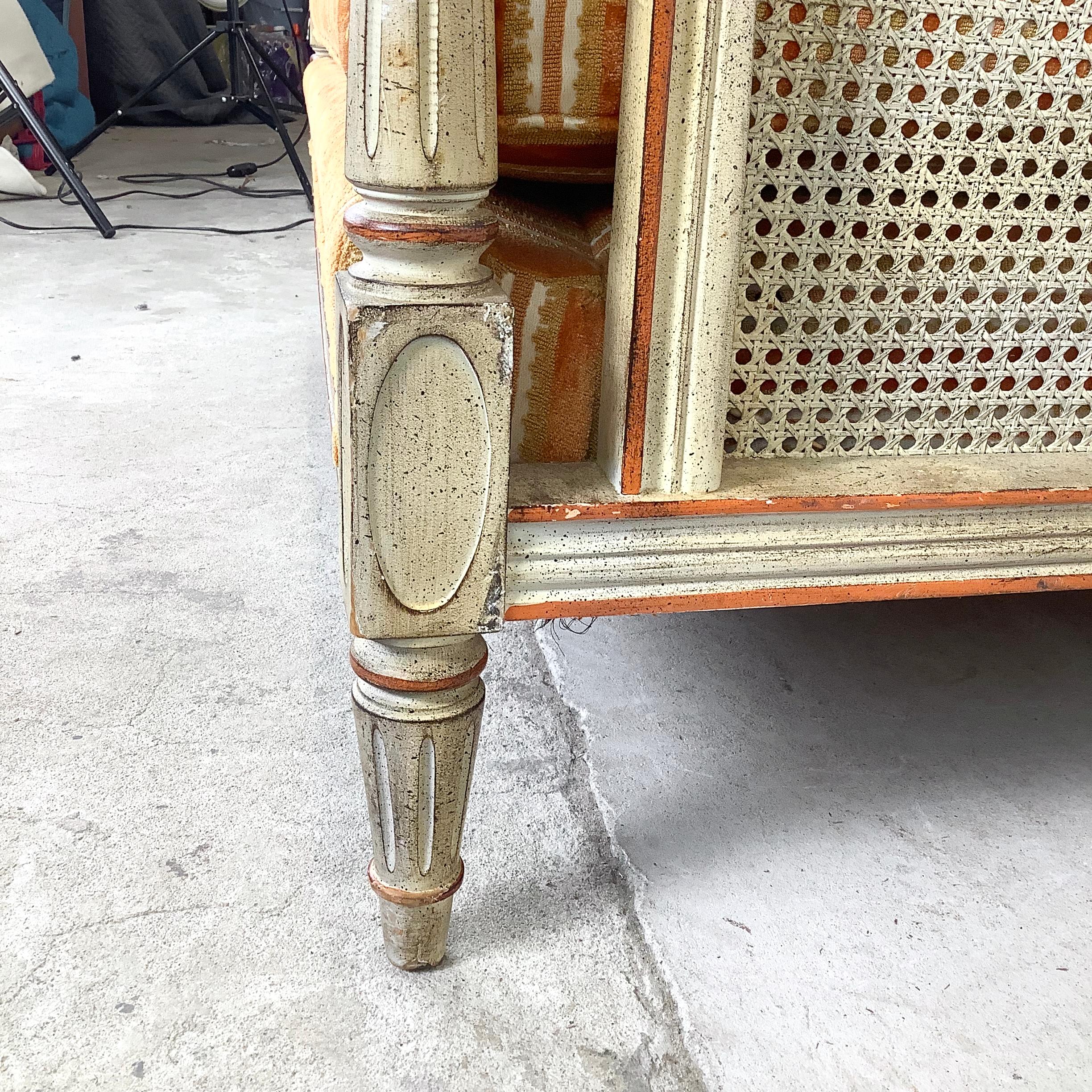 Vintage Cane-Arm Louis XVI Style Settee With Carved Frame im Angebot 11