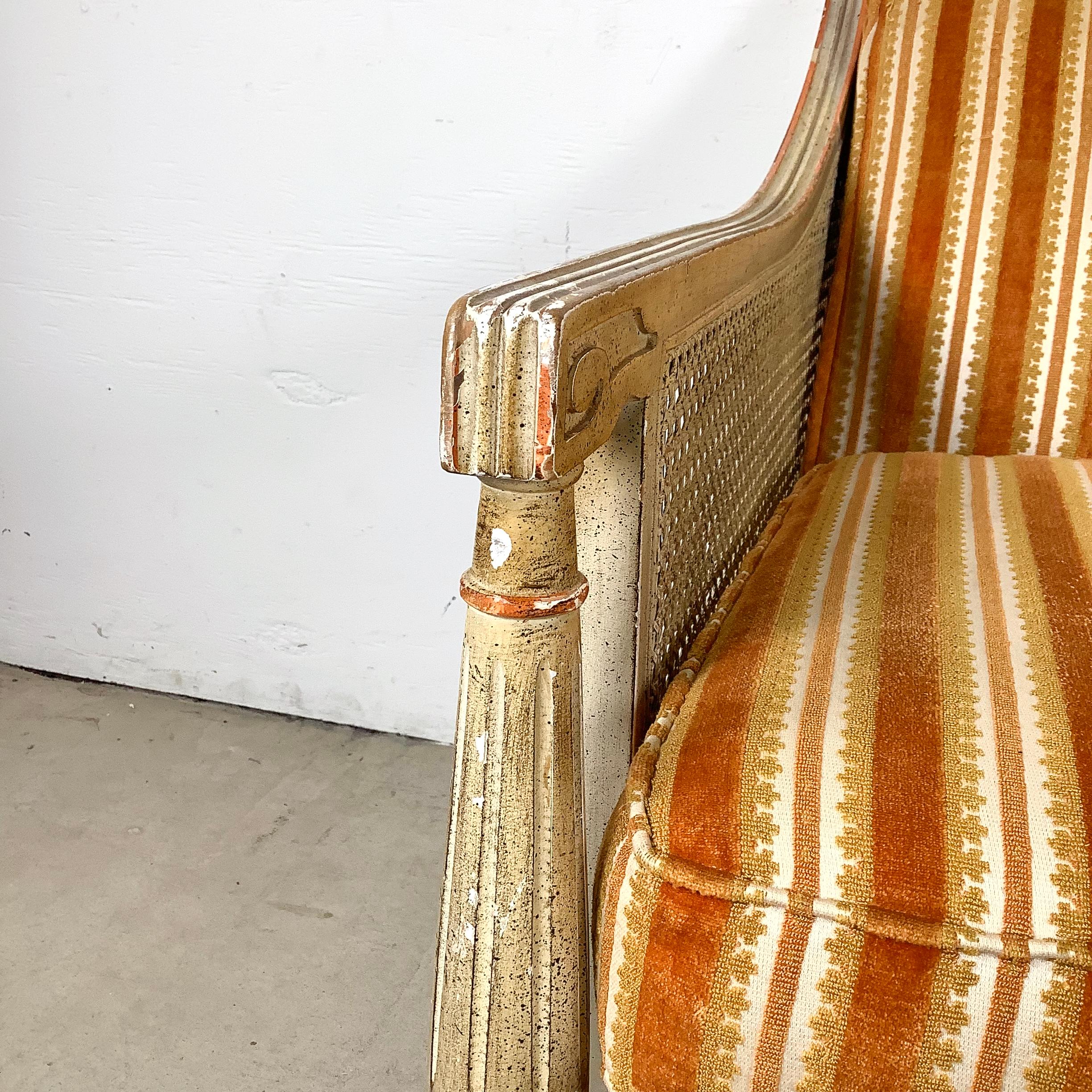 Vintage Cane-Arm Louis XVI Style Settee With Carved Frame im Angebot 13