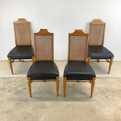 Set of Four Vintage Cane-Back Dining Chairs, Mid-Century Modern Style