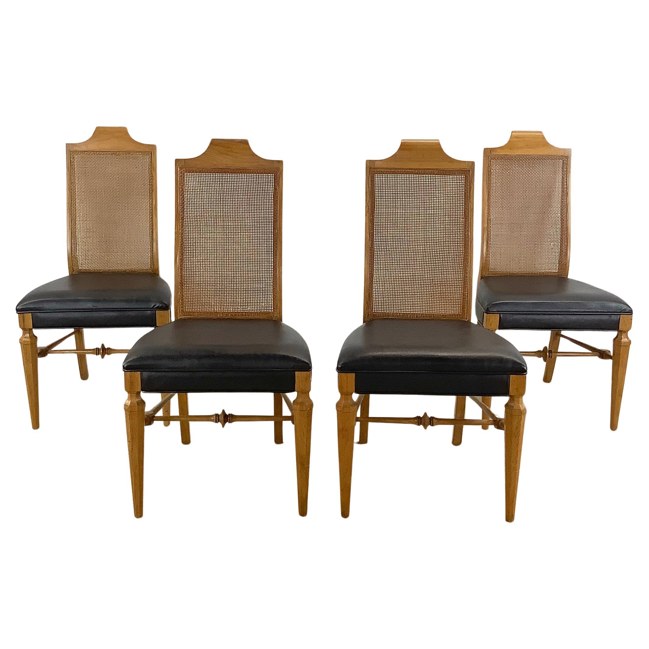 Vintage Cane Back Dining Chairs- Set of Four