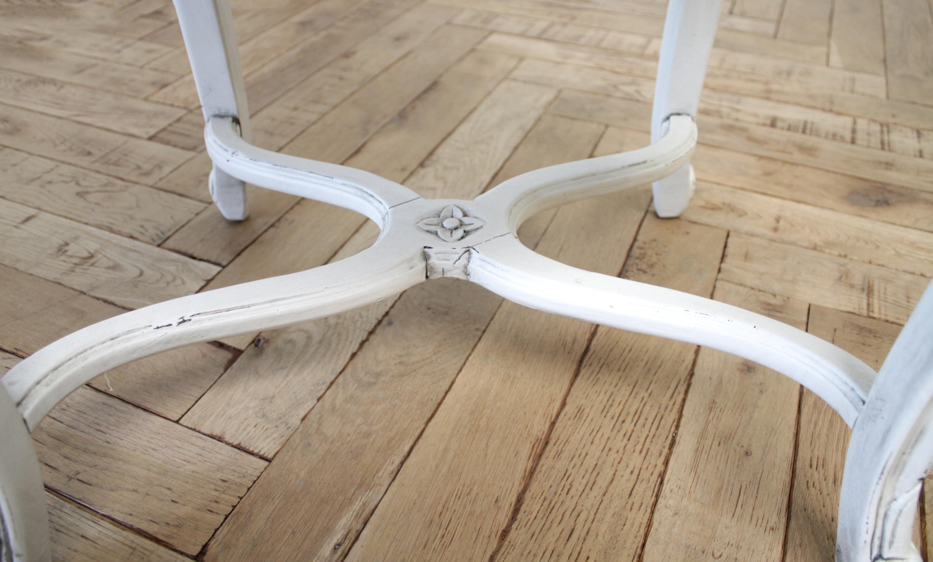 Vintage Cane Back Louis XV Style Dining Chairs with Linen Slip Covered Cushions 4