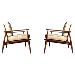 Vintage Cane Back Lounge Chairs by Lawrence Peabody