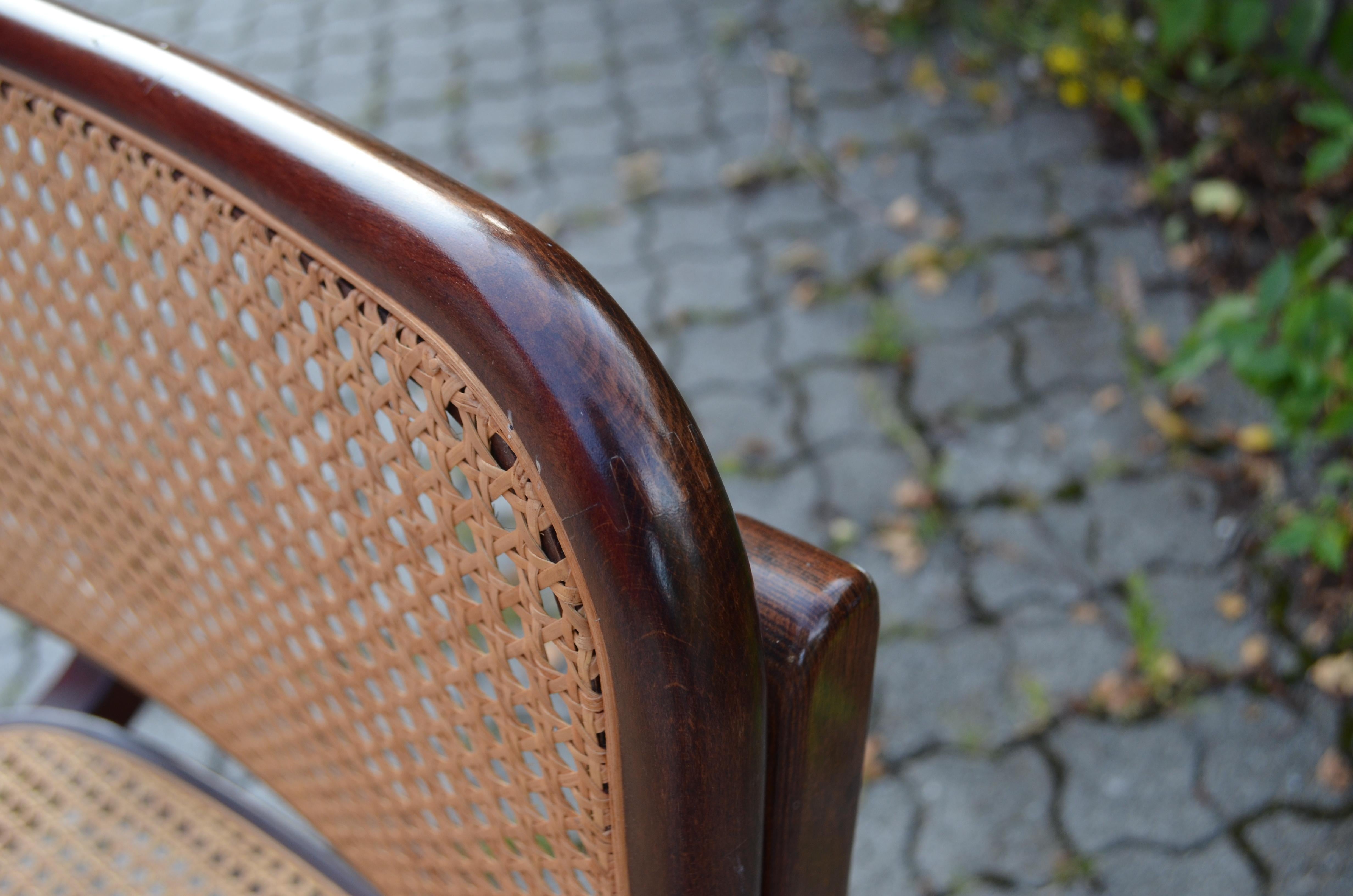 Vintage Cane Cantilever Dining Chairs in the manner of Marcel Breuer Set of 4 For Sale 9