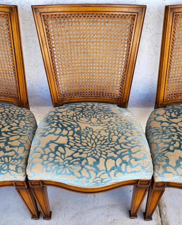 Cotton Vintage Cane Dining Chairs by Karges For Sale