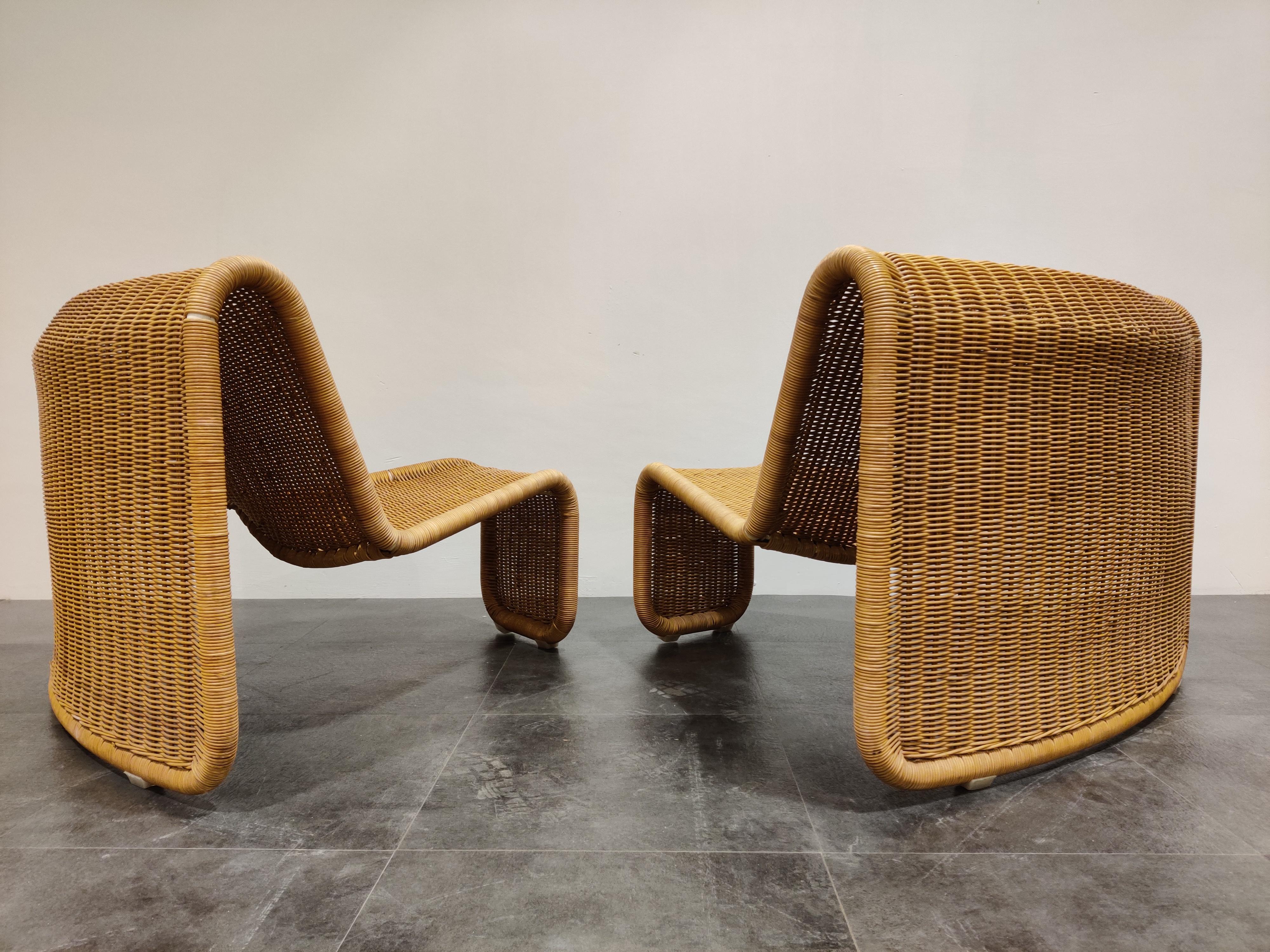 Mid-20th Century Vintage Cane Lounge Chairs Model P3 by Tito Agnoli, 1960s