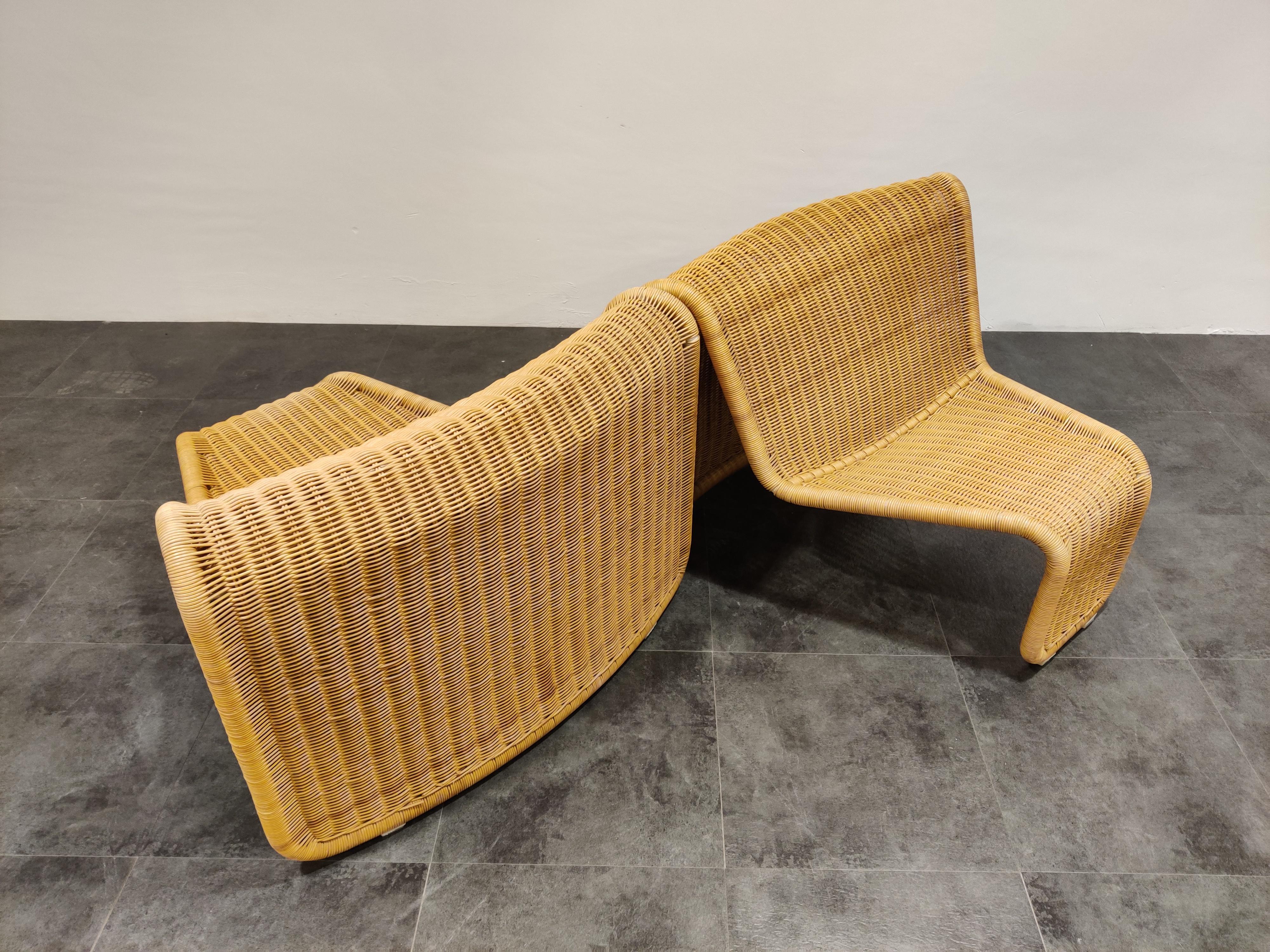 Vintage Cane Lounge Chairs Model P3 by Tito Agnoli, 1960s 3
