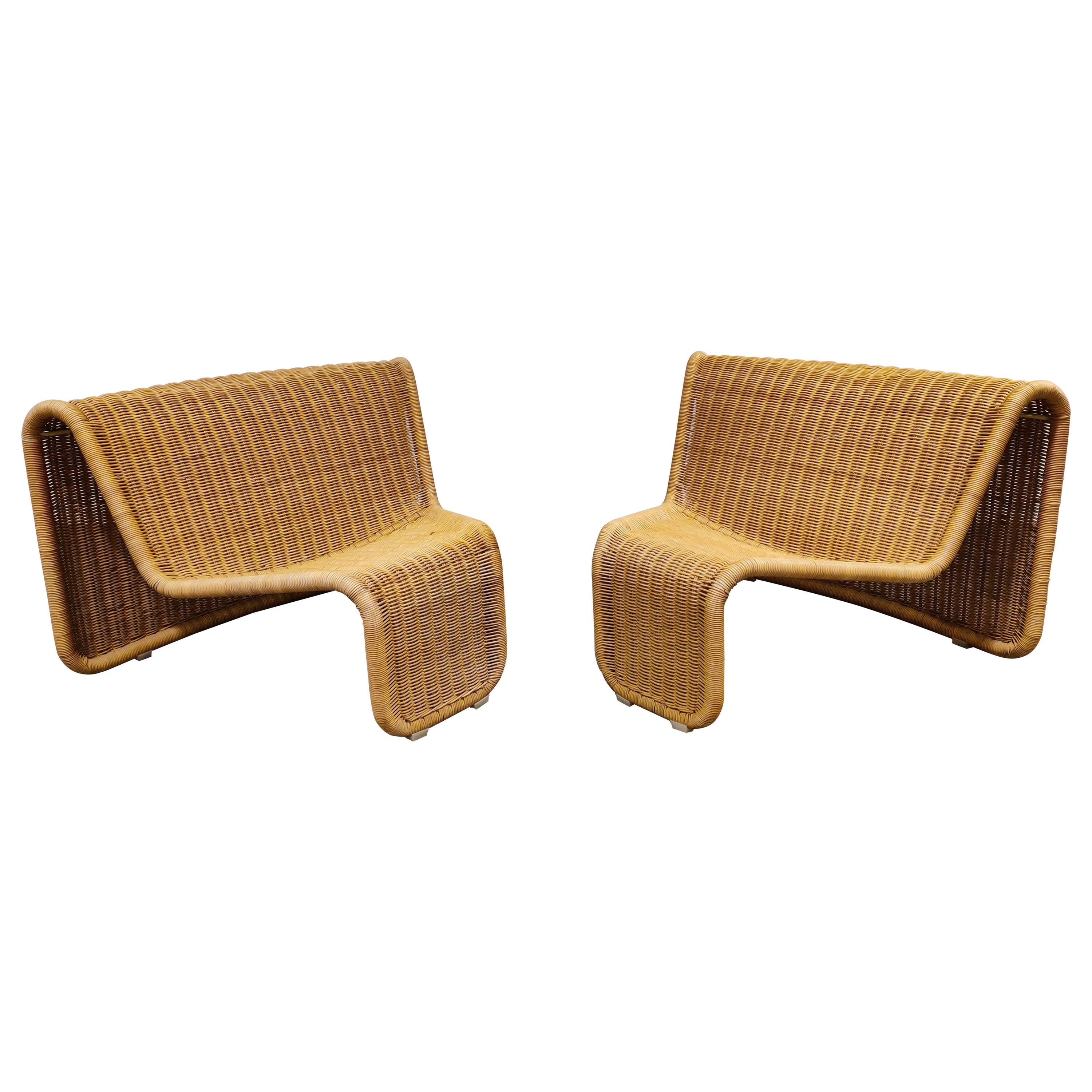 Vintage Cane Lounge Chairs Model P3 by Tito Agnoli, 1960s