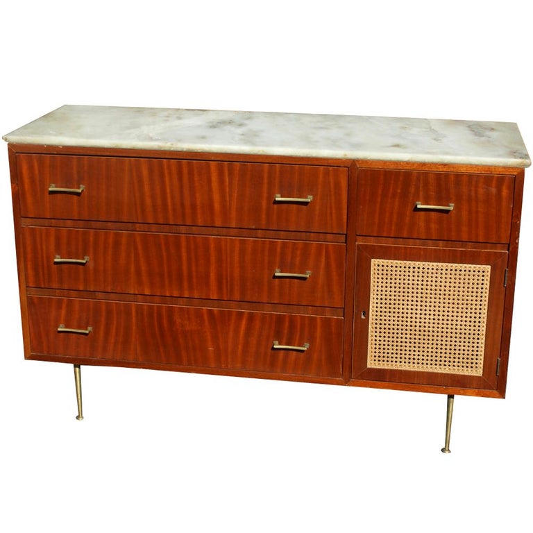 Vintage Cane Marble Dresser For Sale at 1stDibs