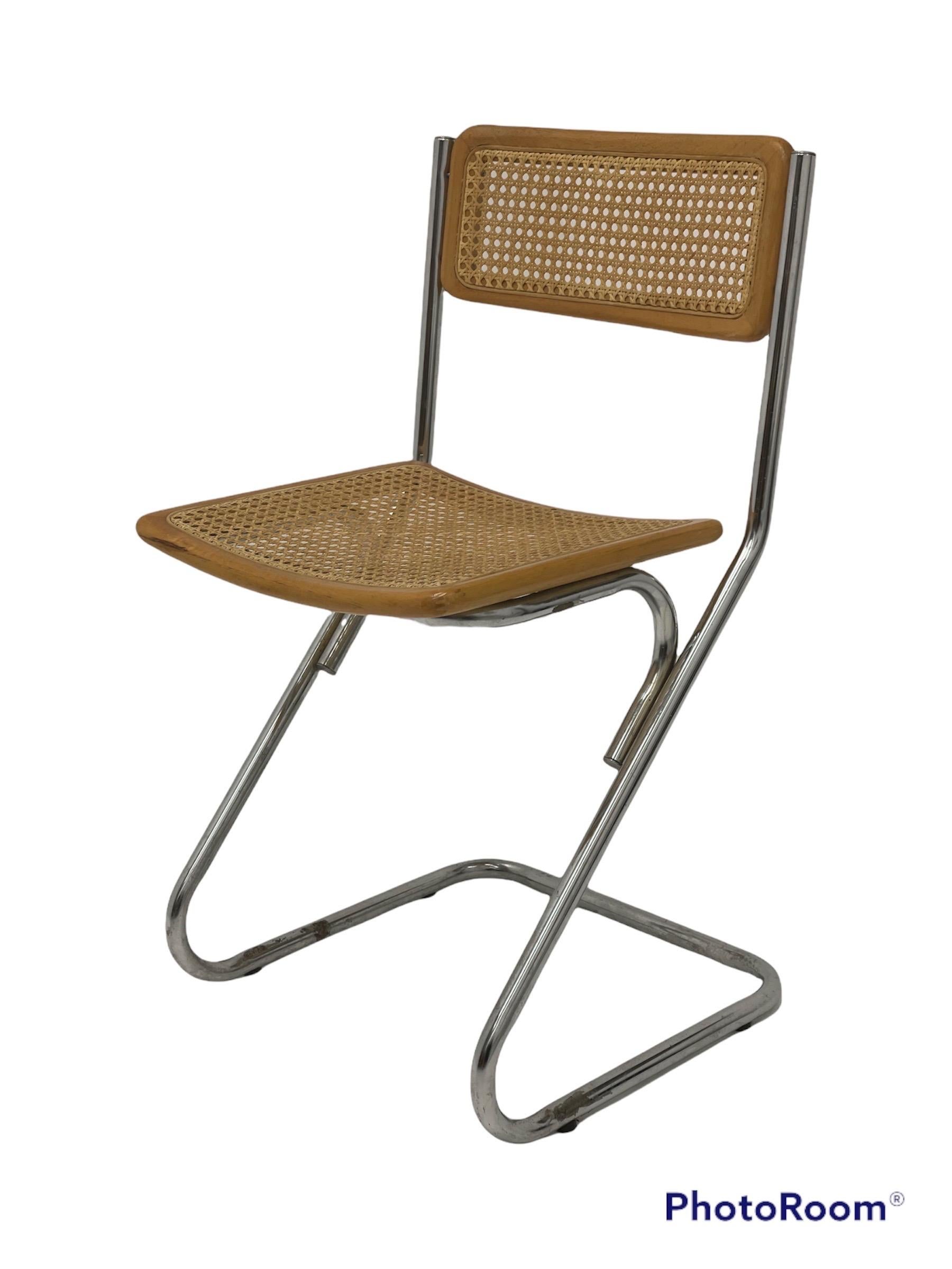 Mid-Century Modern Vintage Cane Metal Chair .