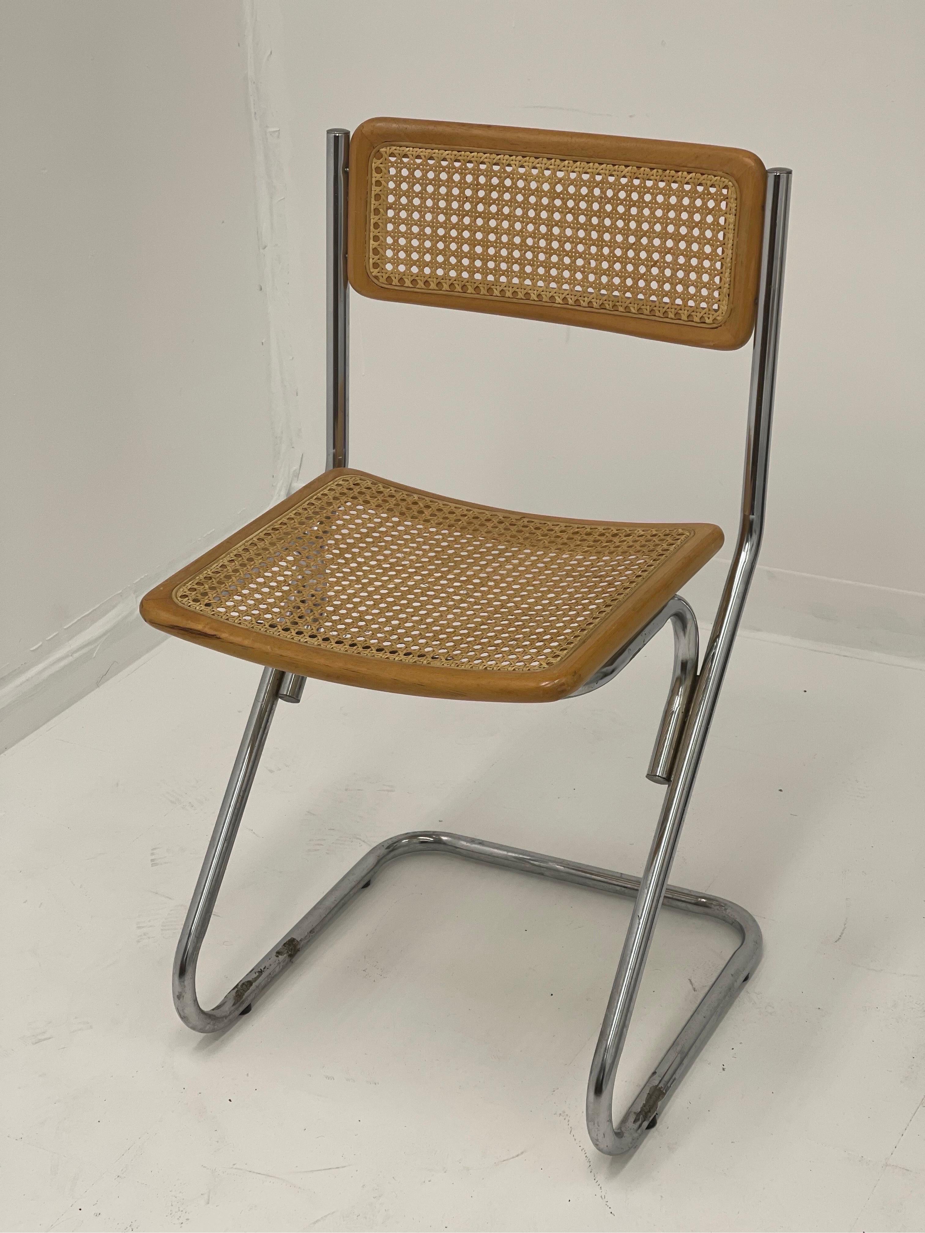 Late 20th Century Vintage Cane Metal Chair .