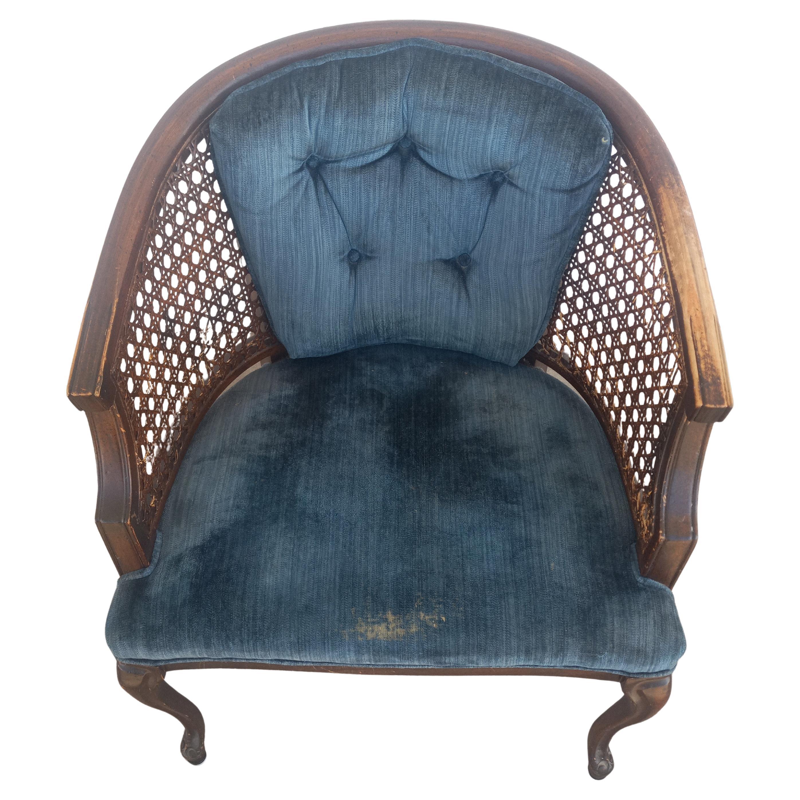 Poltrone con schienale rotondo in canna vintage