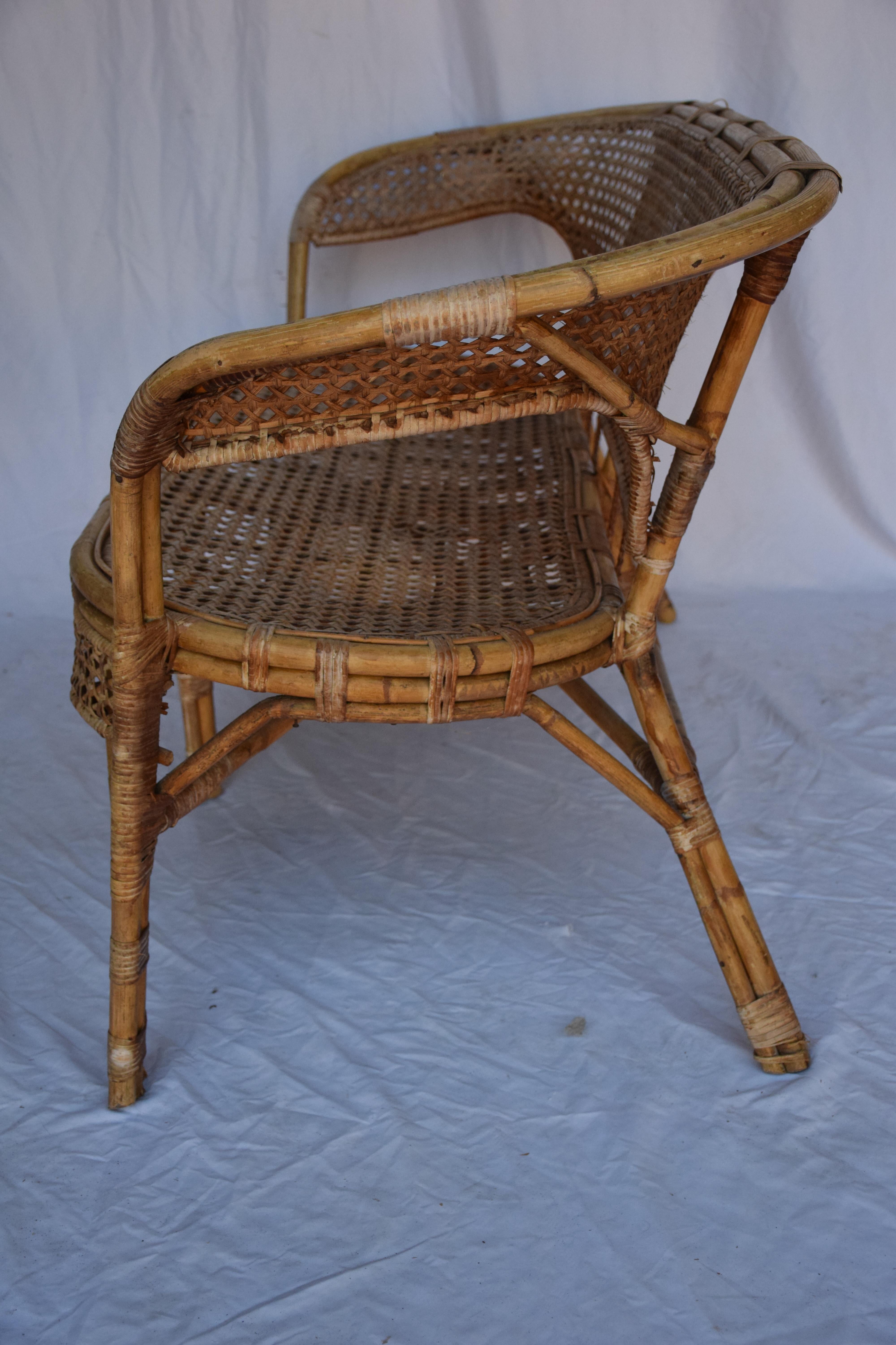 Vintage Cane Settee For Sale 8