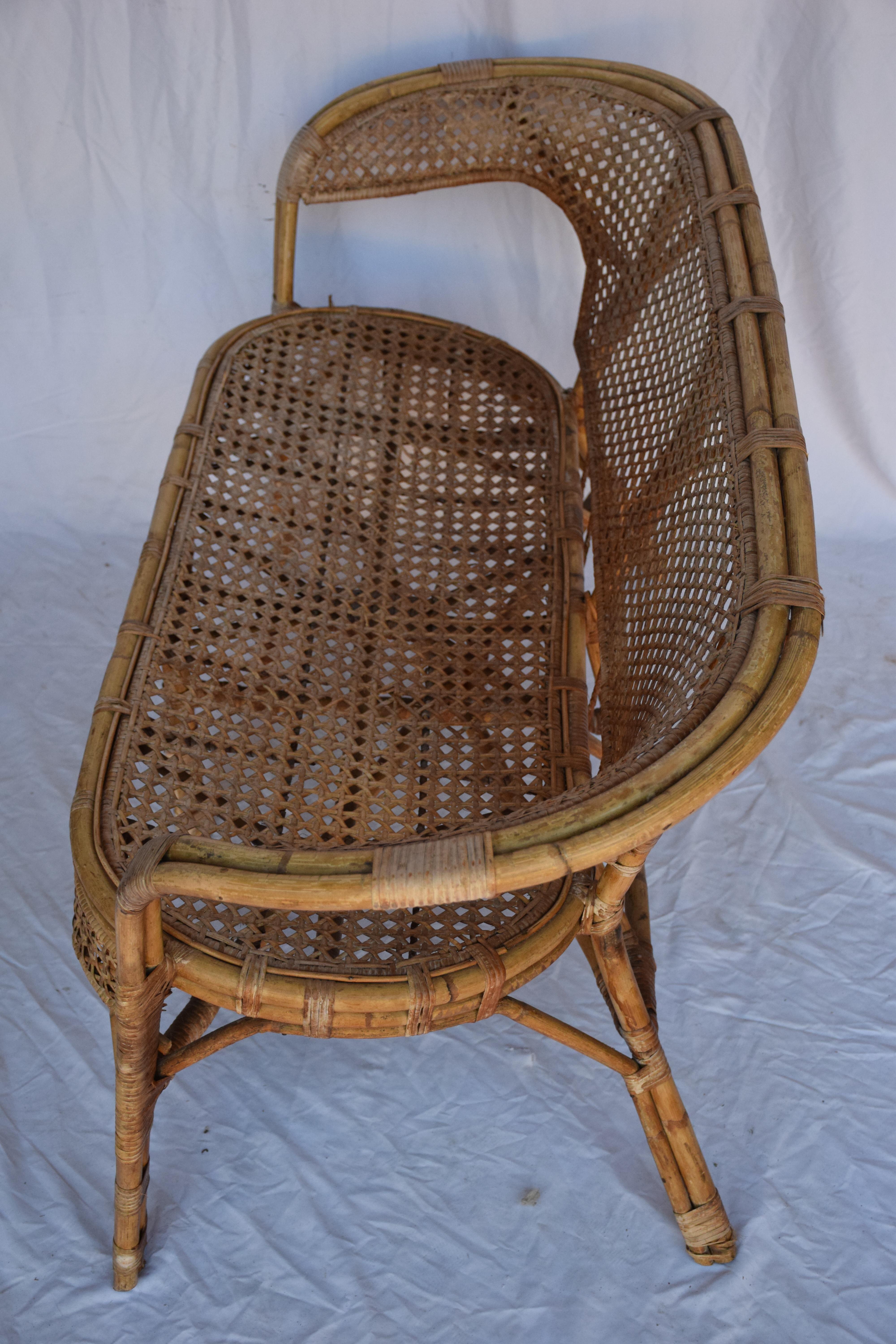 Vintage Cane Settee For Sale 9