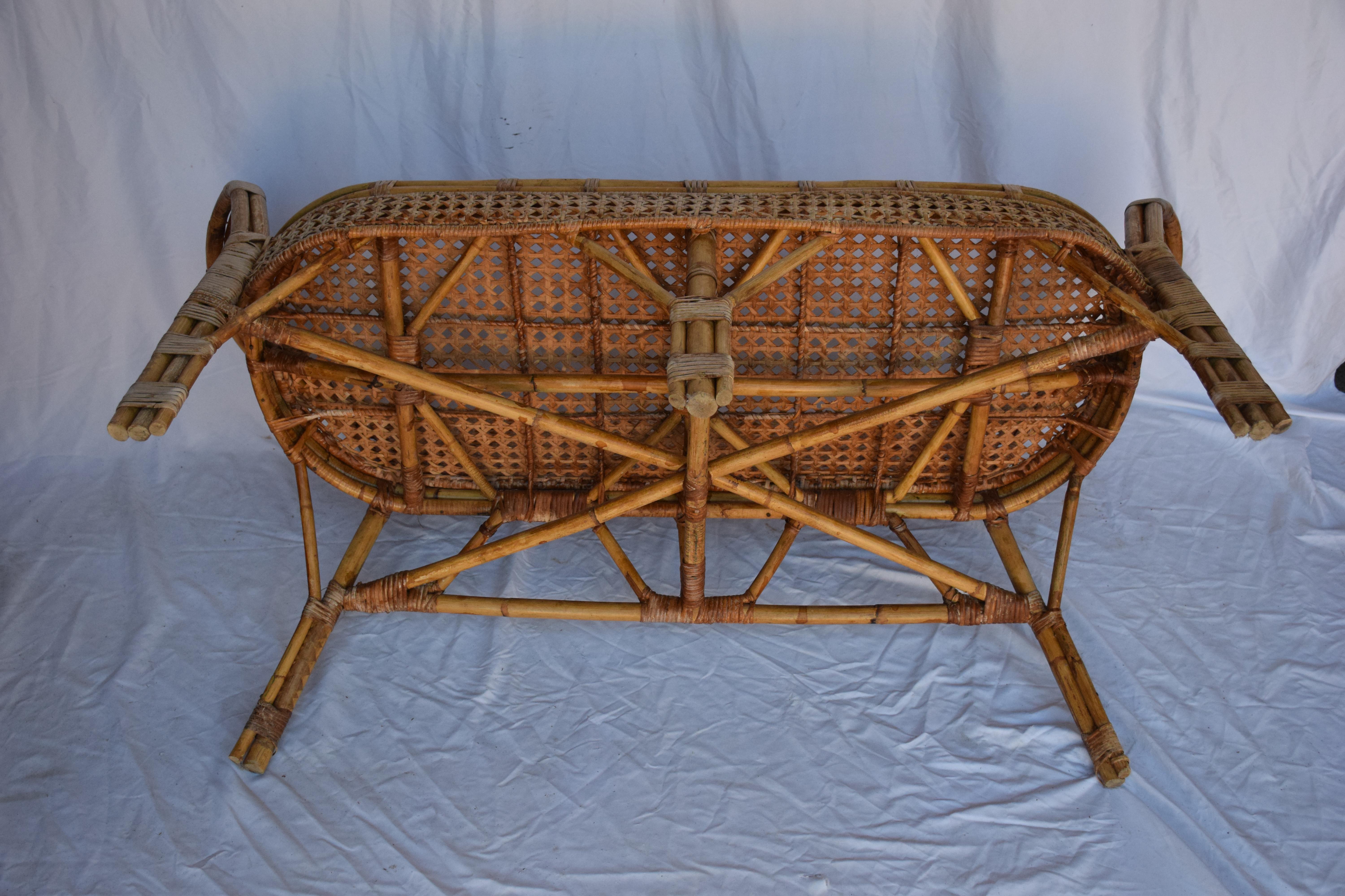 European Vintage Cane Settee For Sale