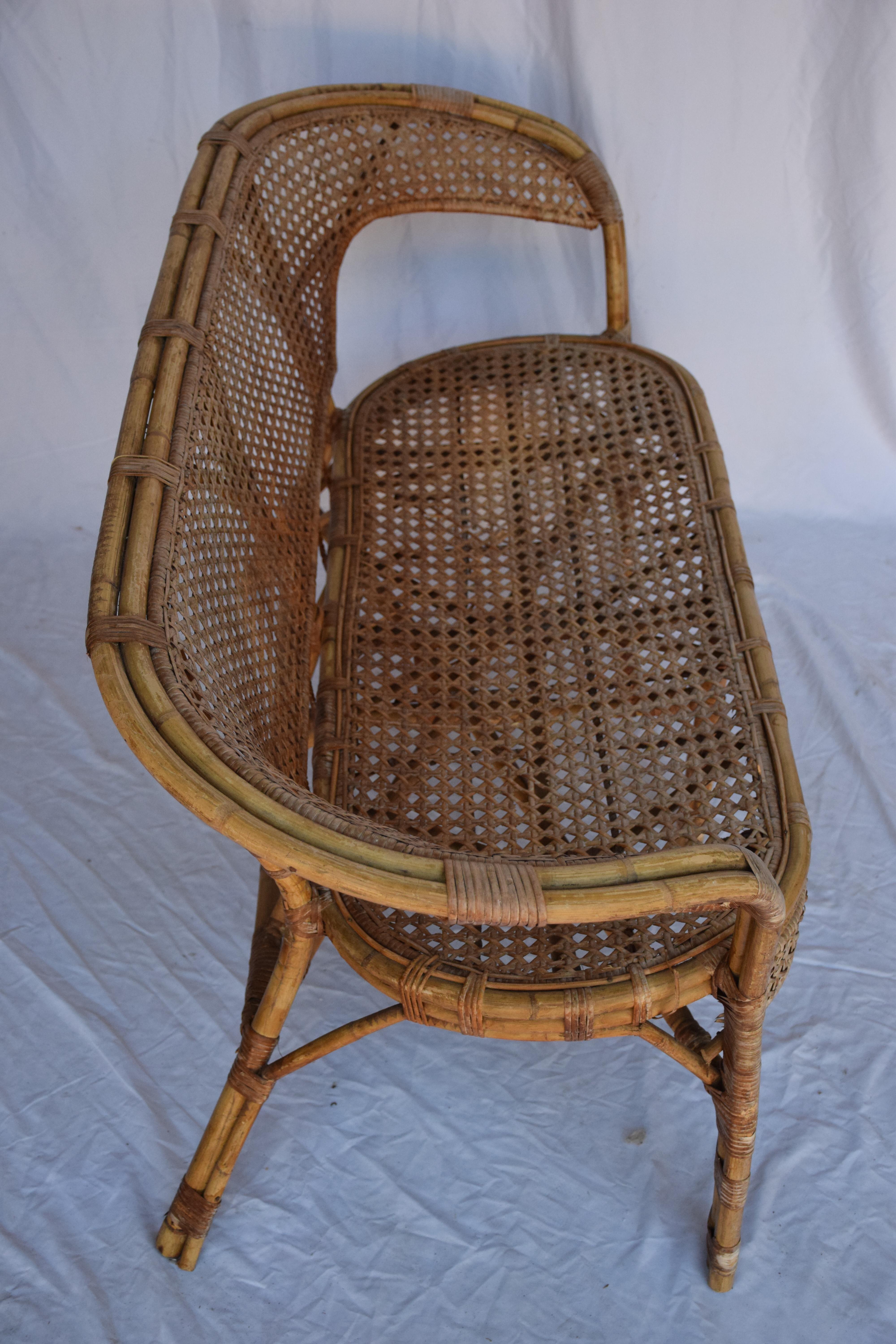 Caning Vintage Cane Settee For Sale