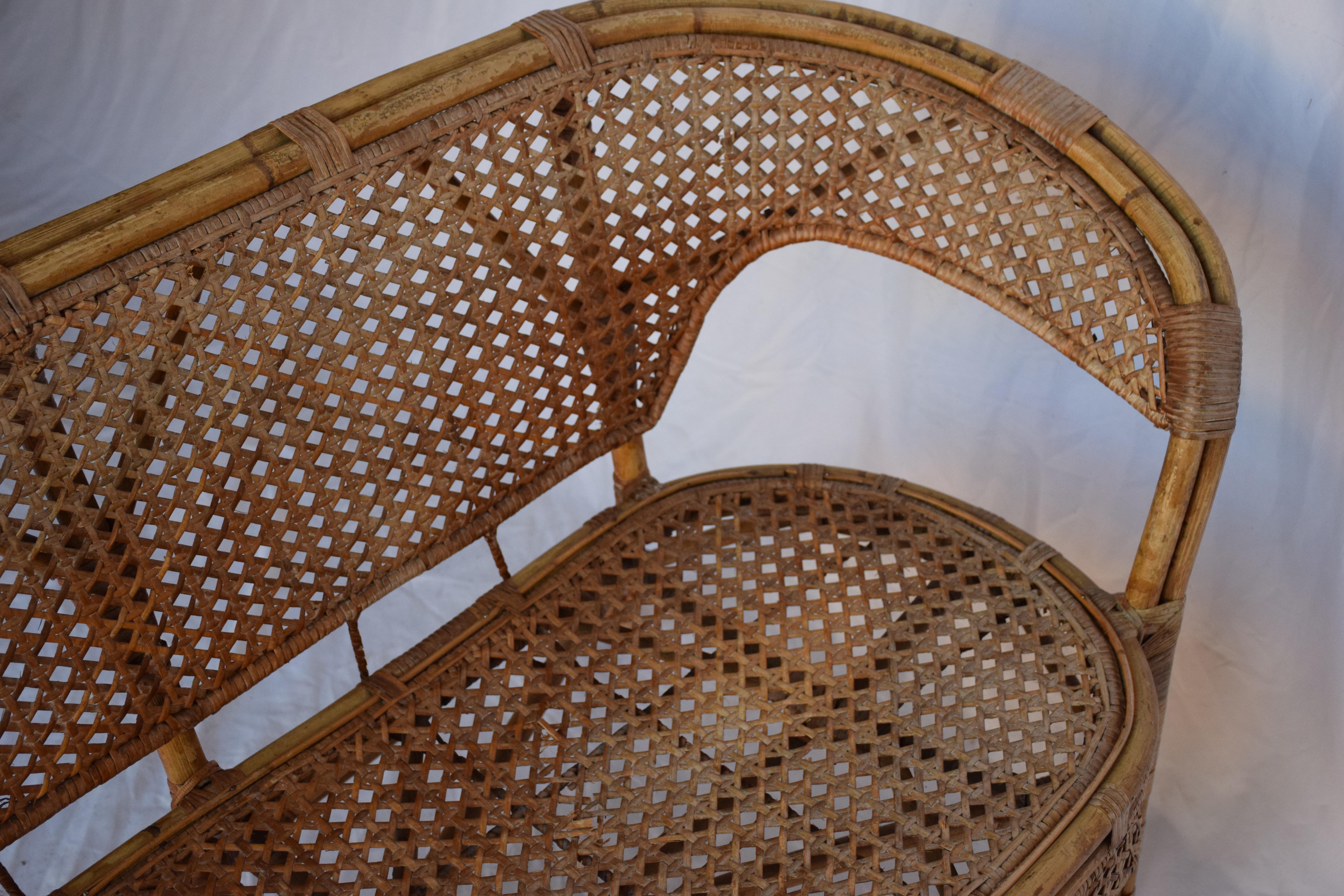 20th Century Vintage Cane Settee For Sale