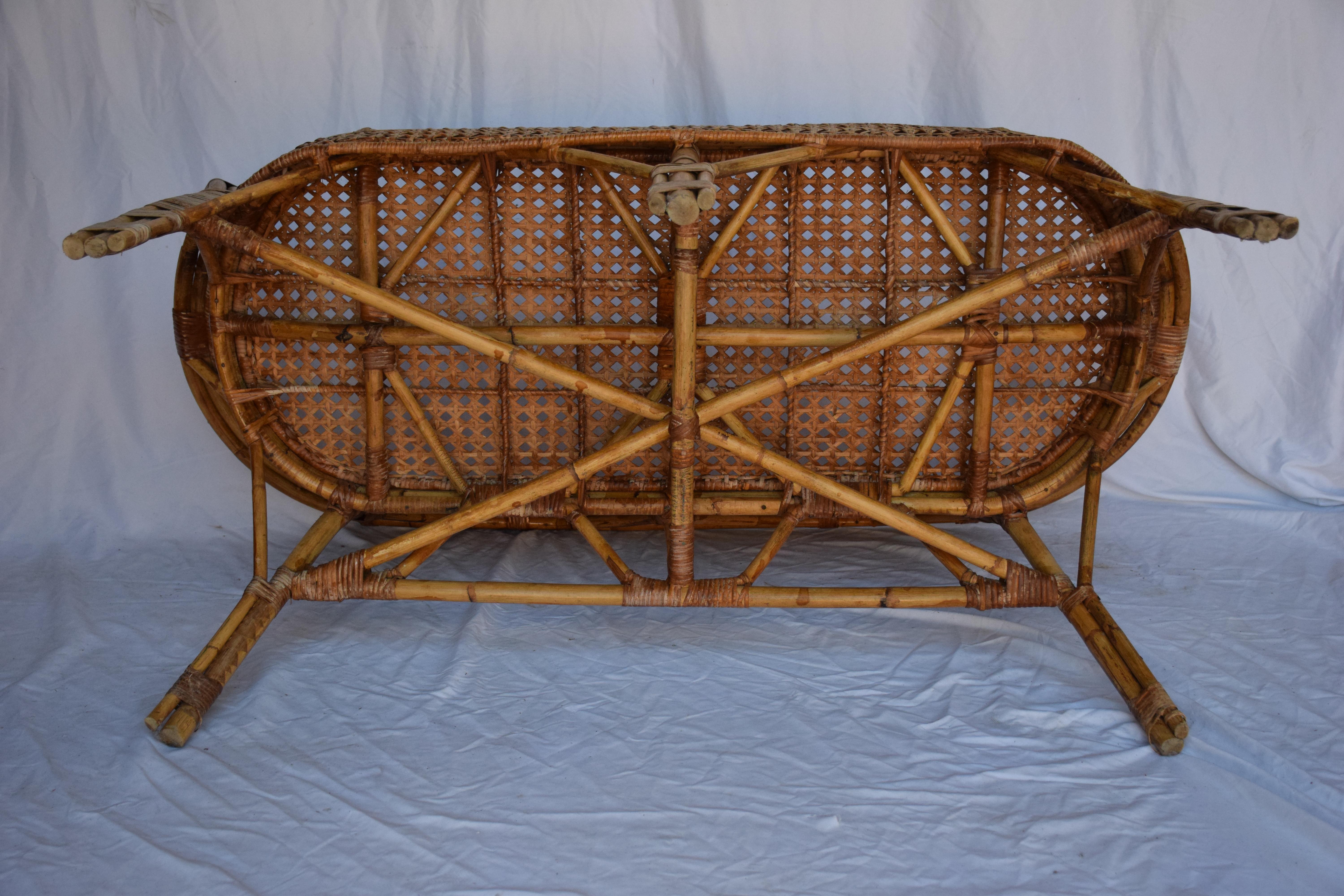 Vintage Cane Settee For Sale 1