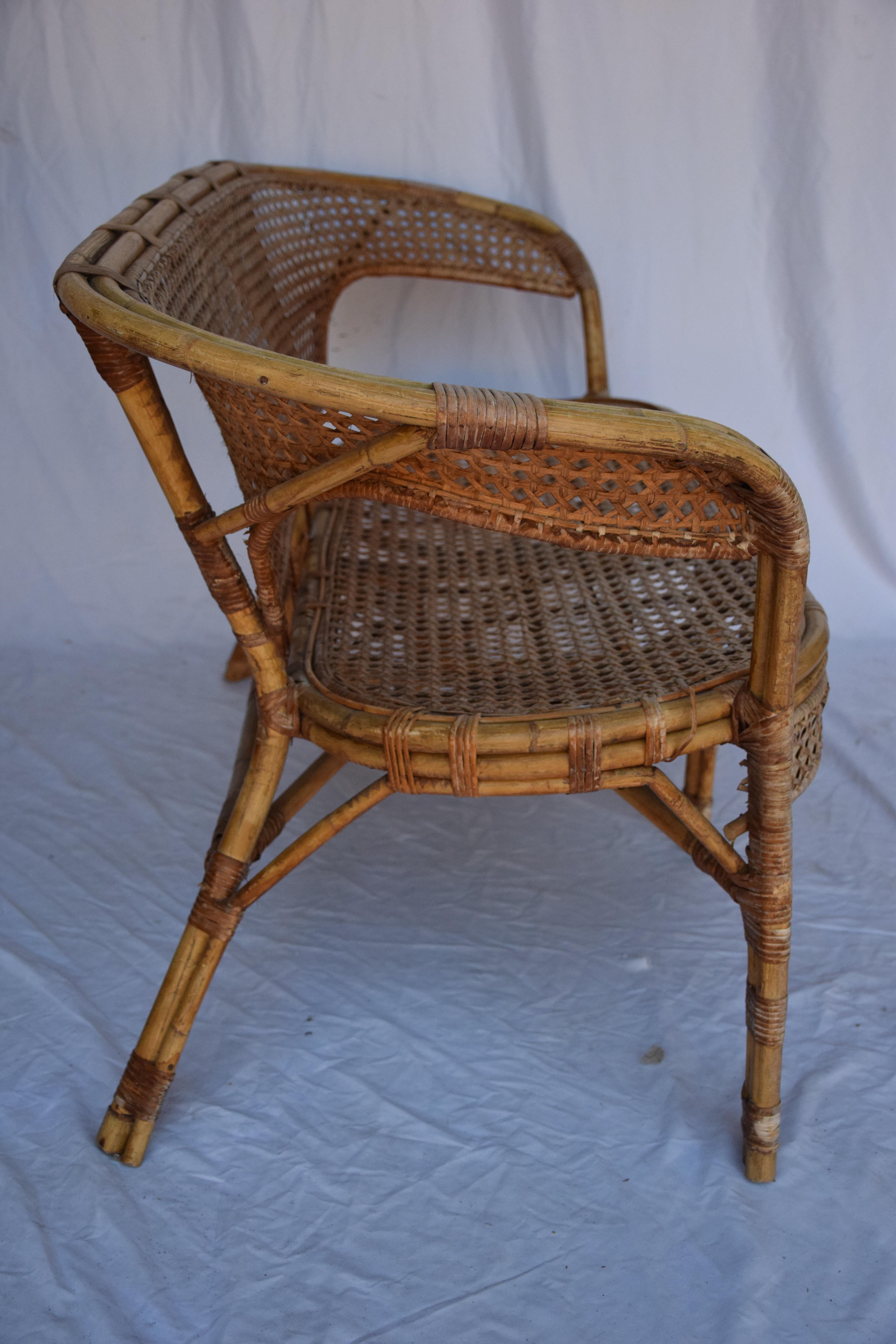 Vintage Cane Settee For Sale 2