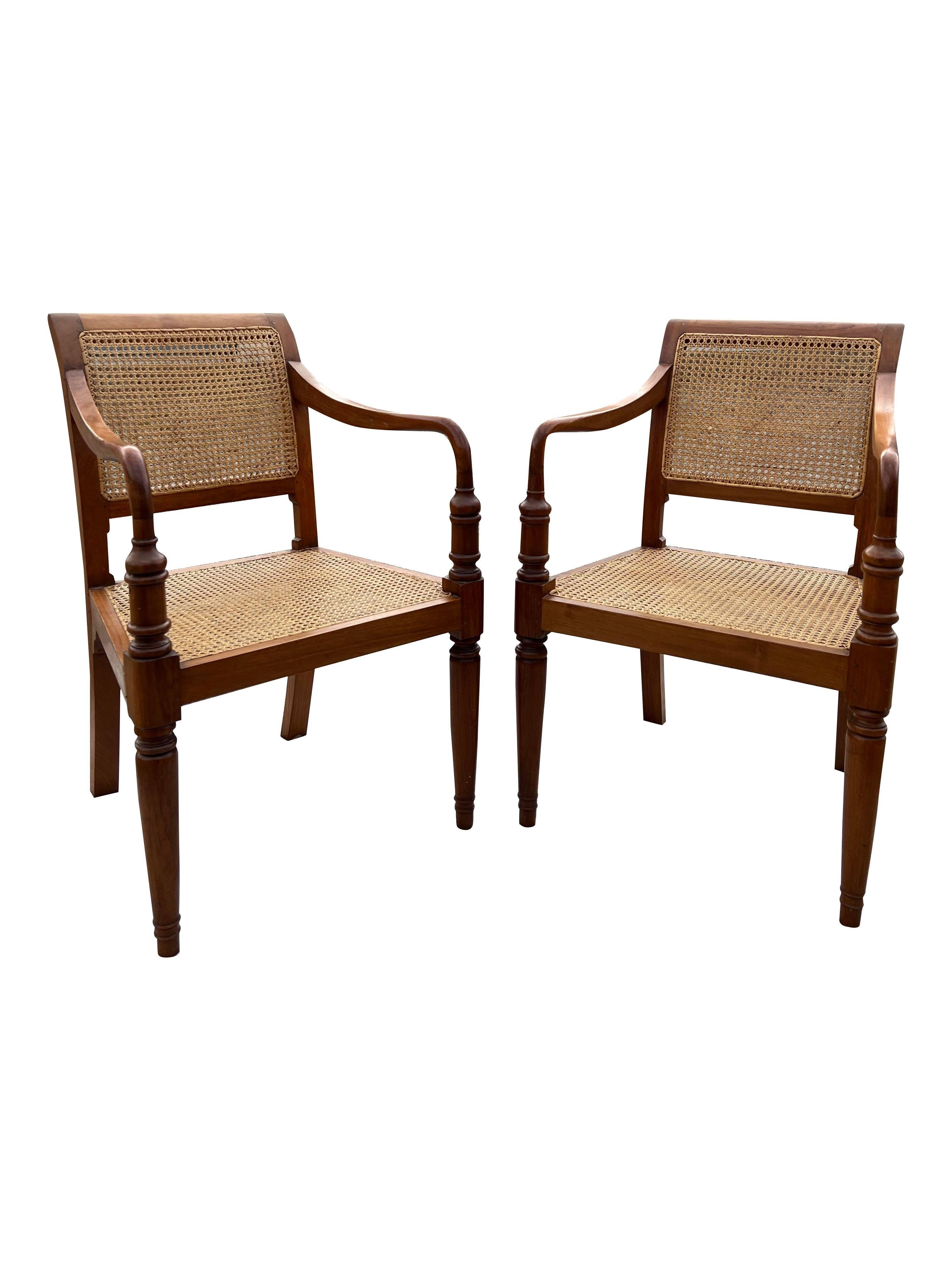 Vintage Cane Wood Traditional Style Dining Arm Chairs- Set of 6 5