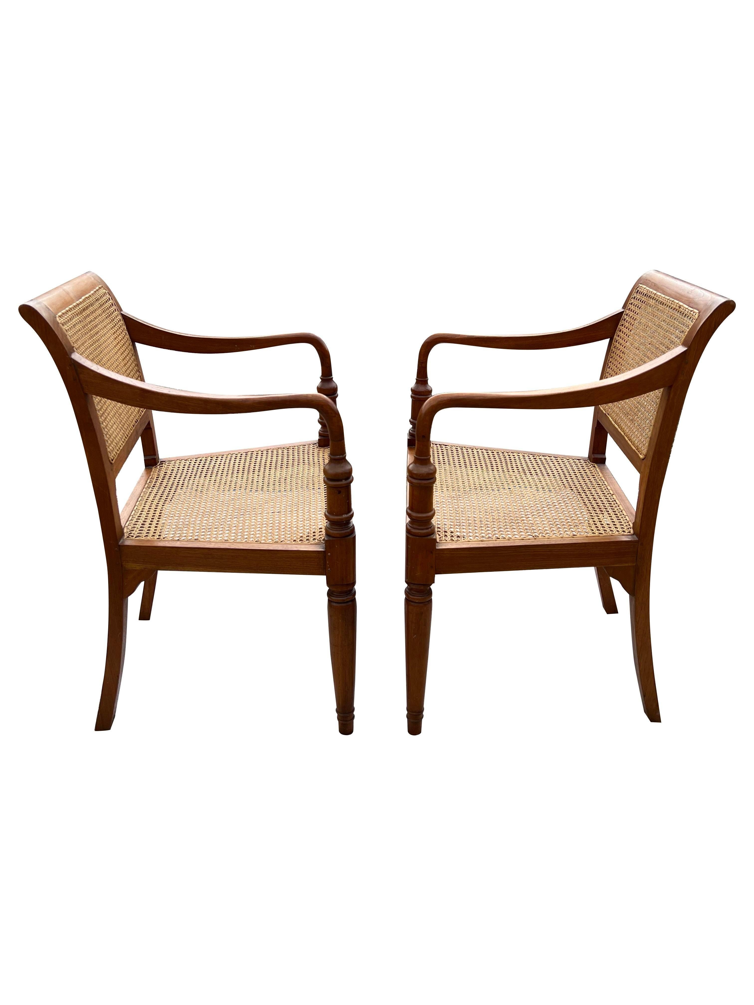 Vintage Cane Wood Traditional Style Dining Arm Chairs- Set of 6 6