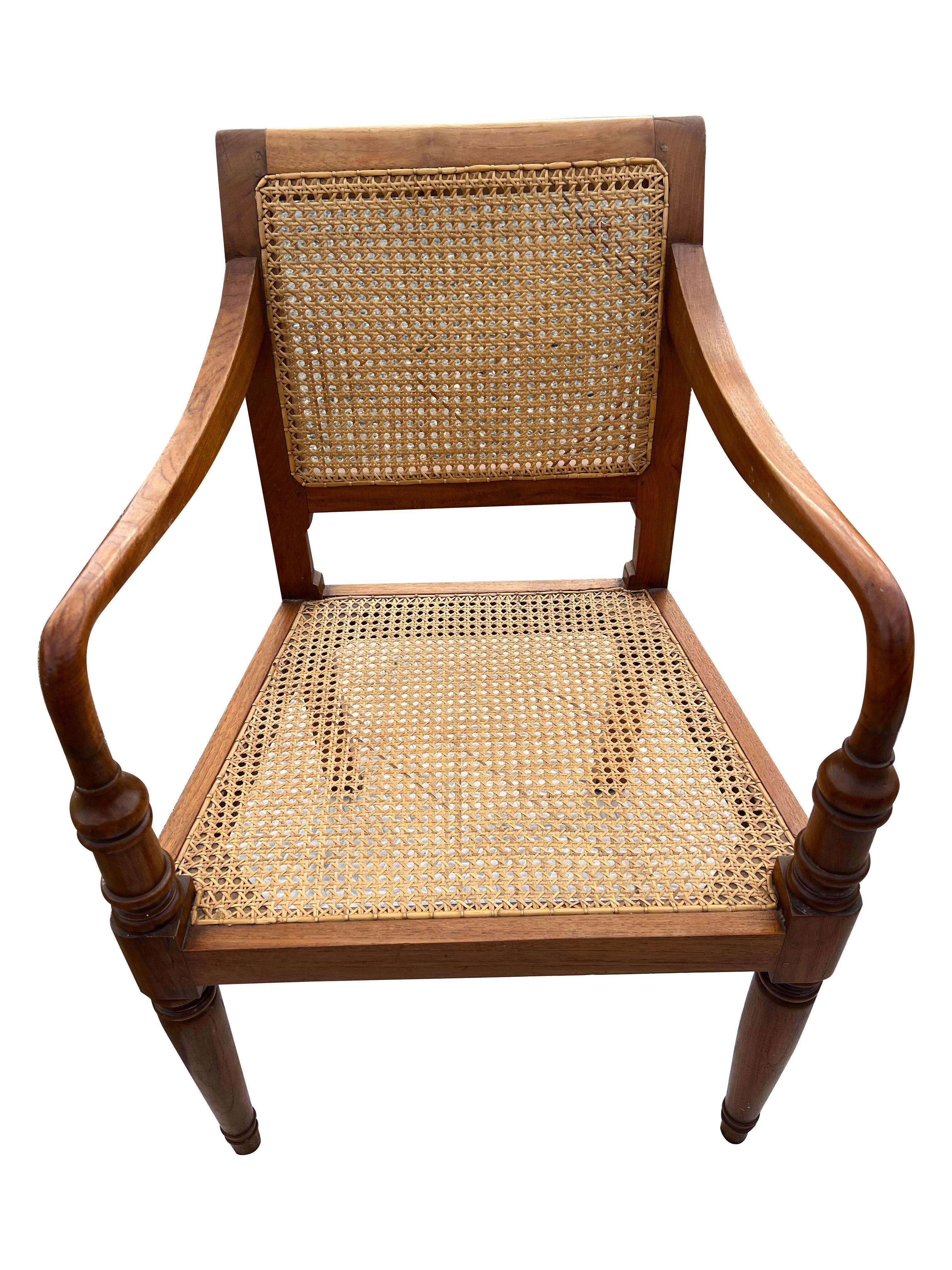 Vintage Cane Wood Traditional Style Dining Arm Chairs- Set of 6 4