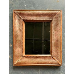 Miroir vintage à cadre enveloppé de canne à sucre