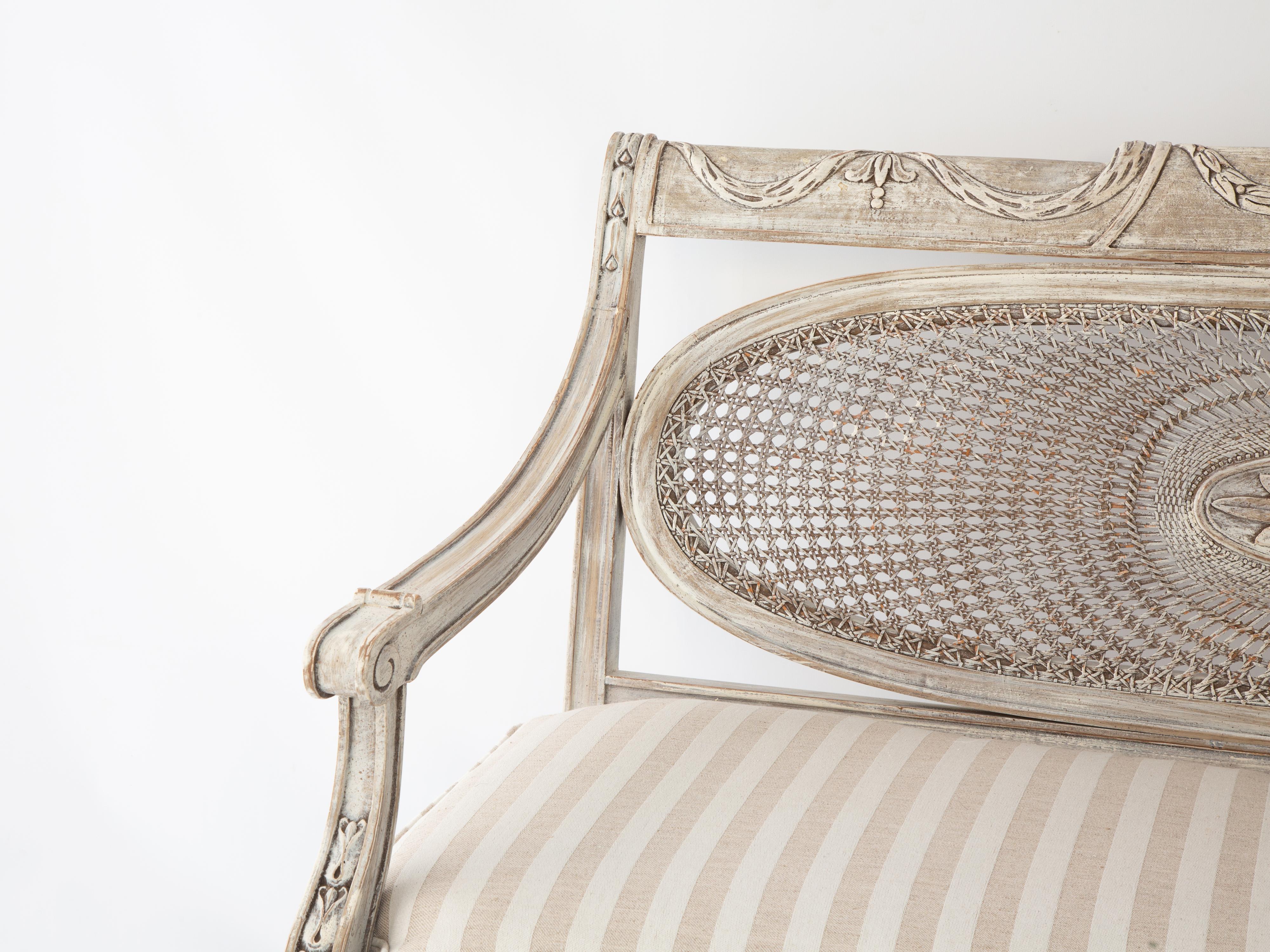 Italienisches Vintage-Sessel aus Schilfrohr mit Pickled-Finish (20. Jahrhundert) im Angebot