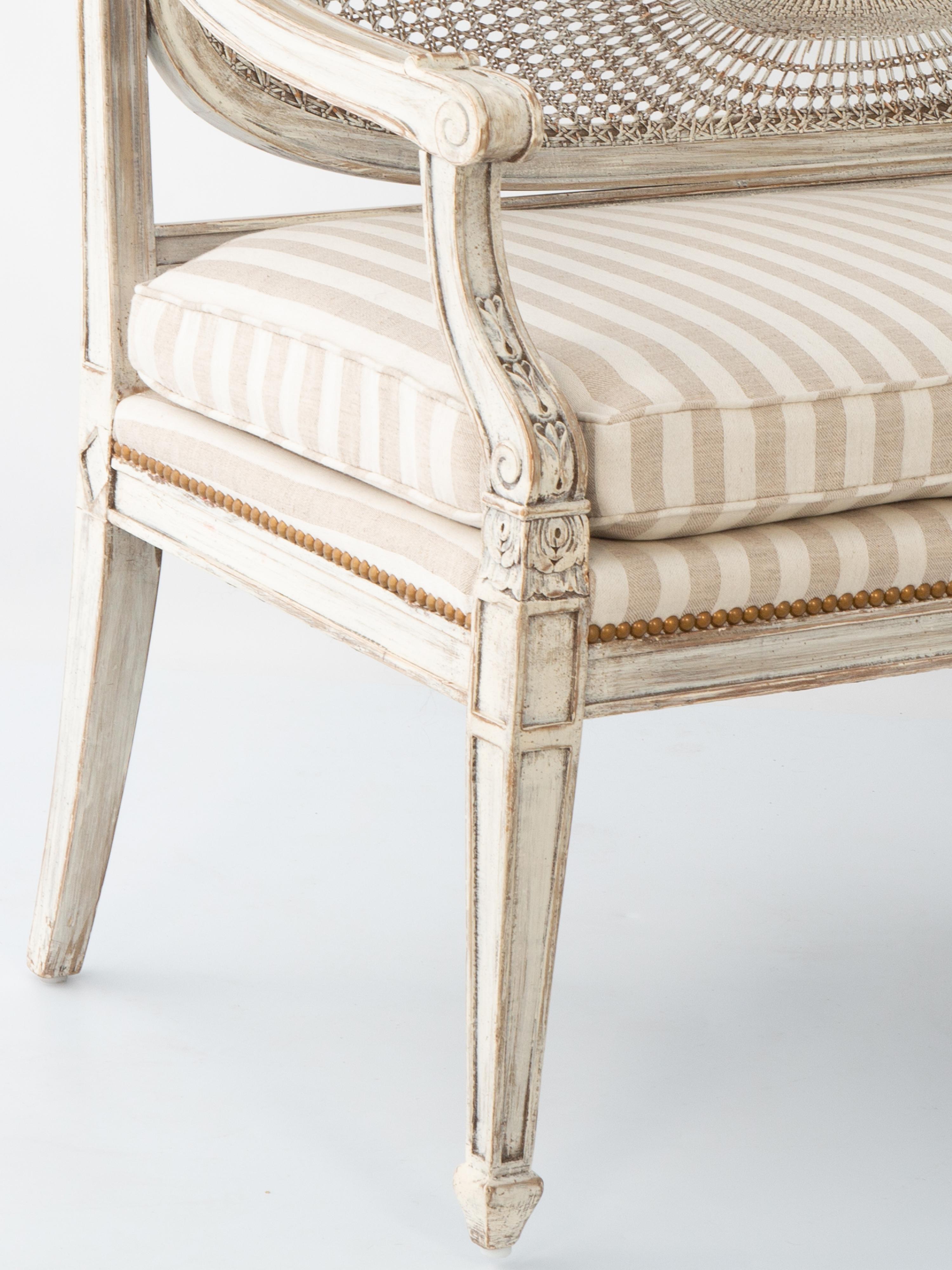 Italienisches Vintage-Sessel aus Schilfrohr mit Pickled-Finish im Angebot 3