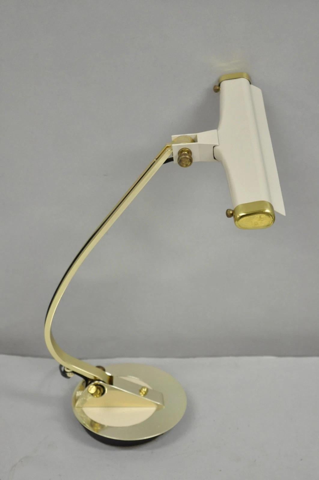 Vintage Cannon Mid Century Modern Enamel & Brass Space Age Adjustable Desk Lamp For Sale 5